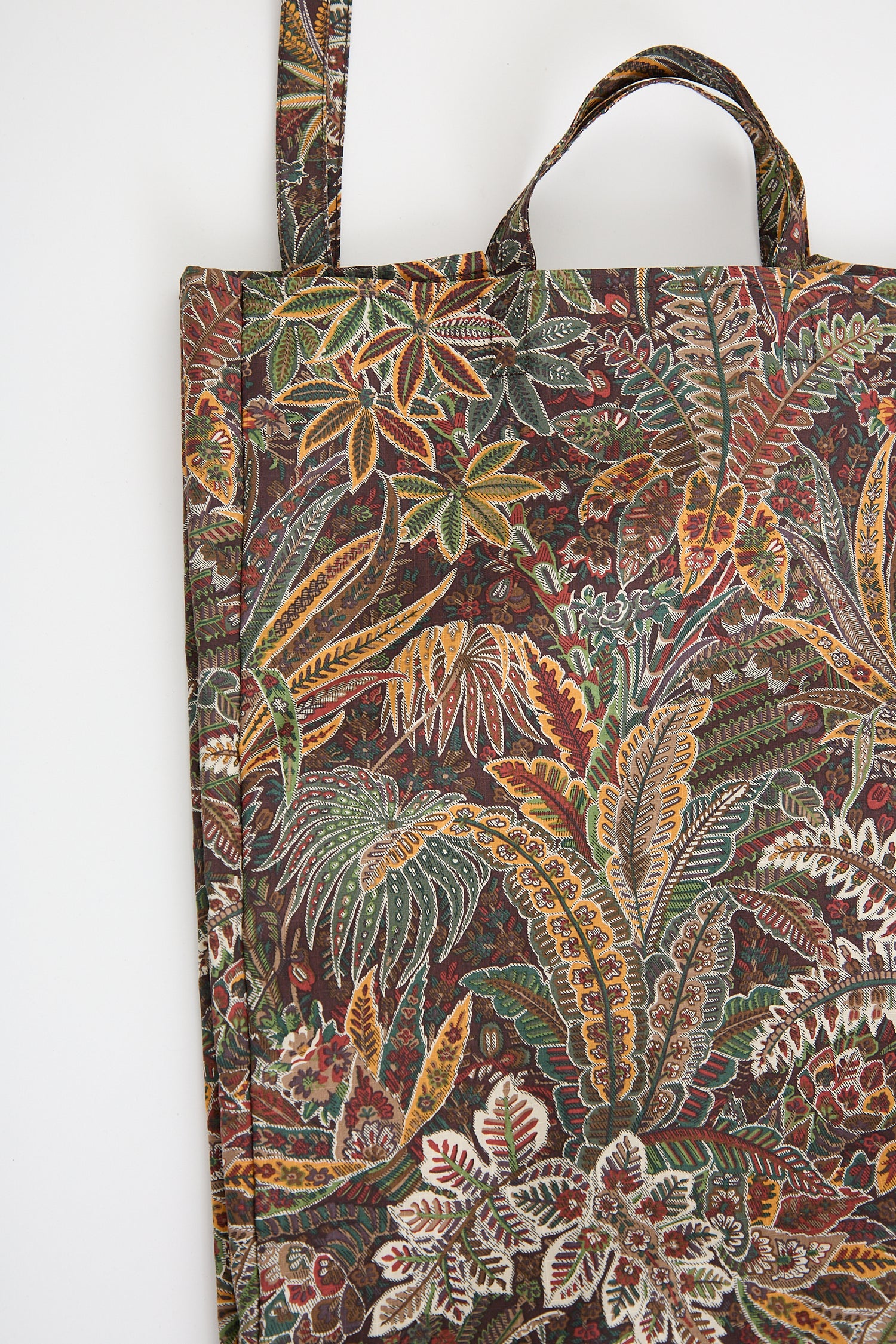 A slouchy Easy Bag in Liberty Khaki by Amiacalva against a white background.