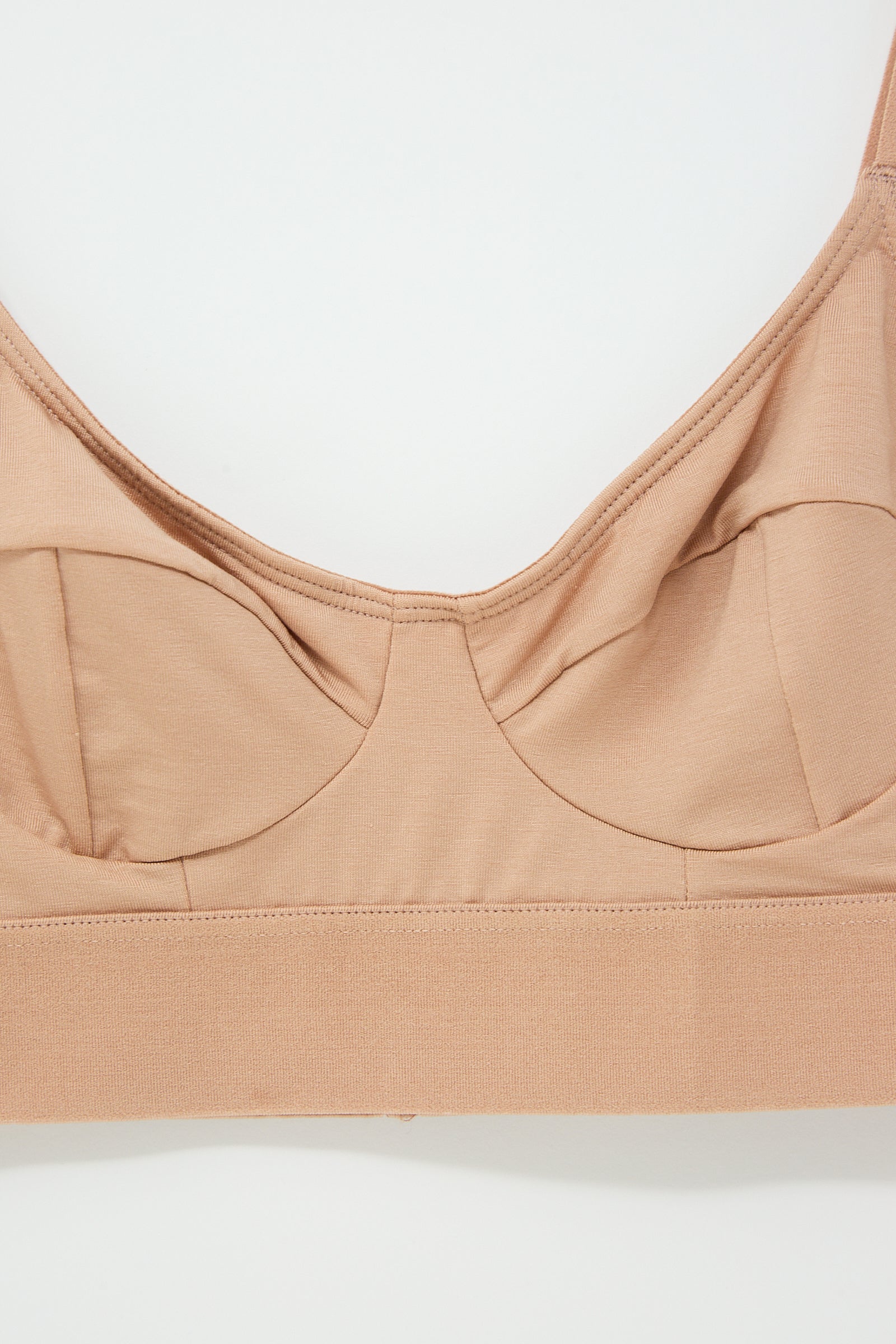 Close-up of a Baserange Bamboo Soft Bra in Yu Rose on a white background.
