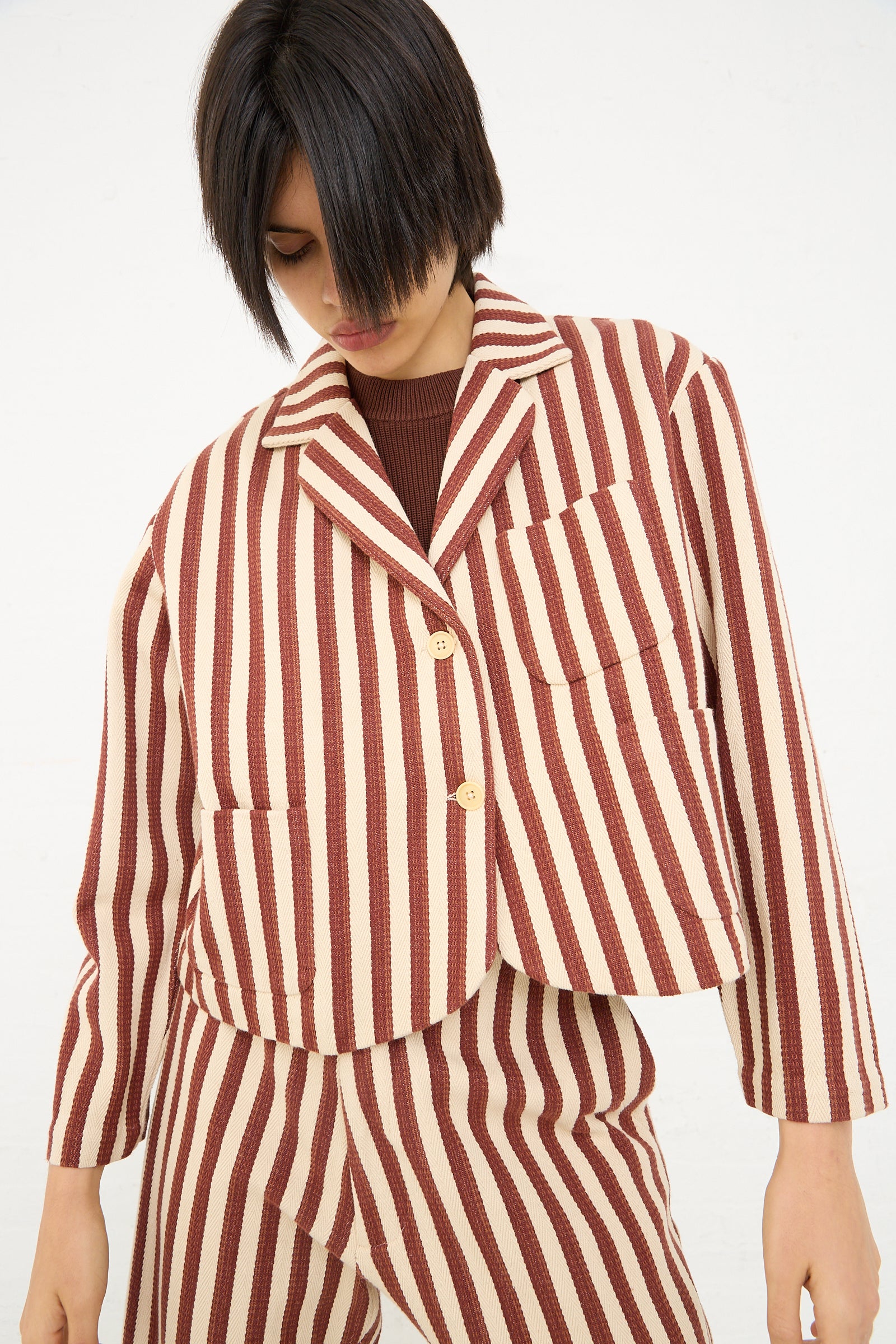 Bernay Jacket in Auburn Stripe Oroboro Store