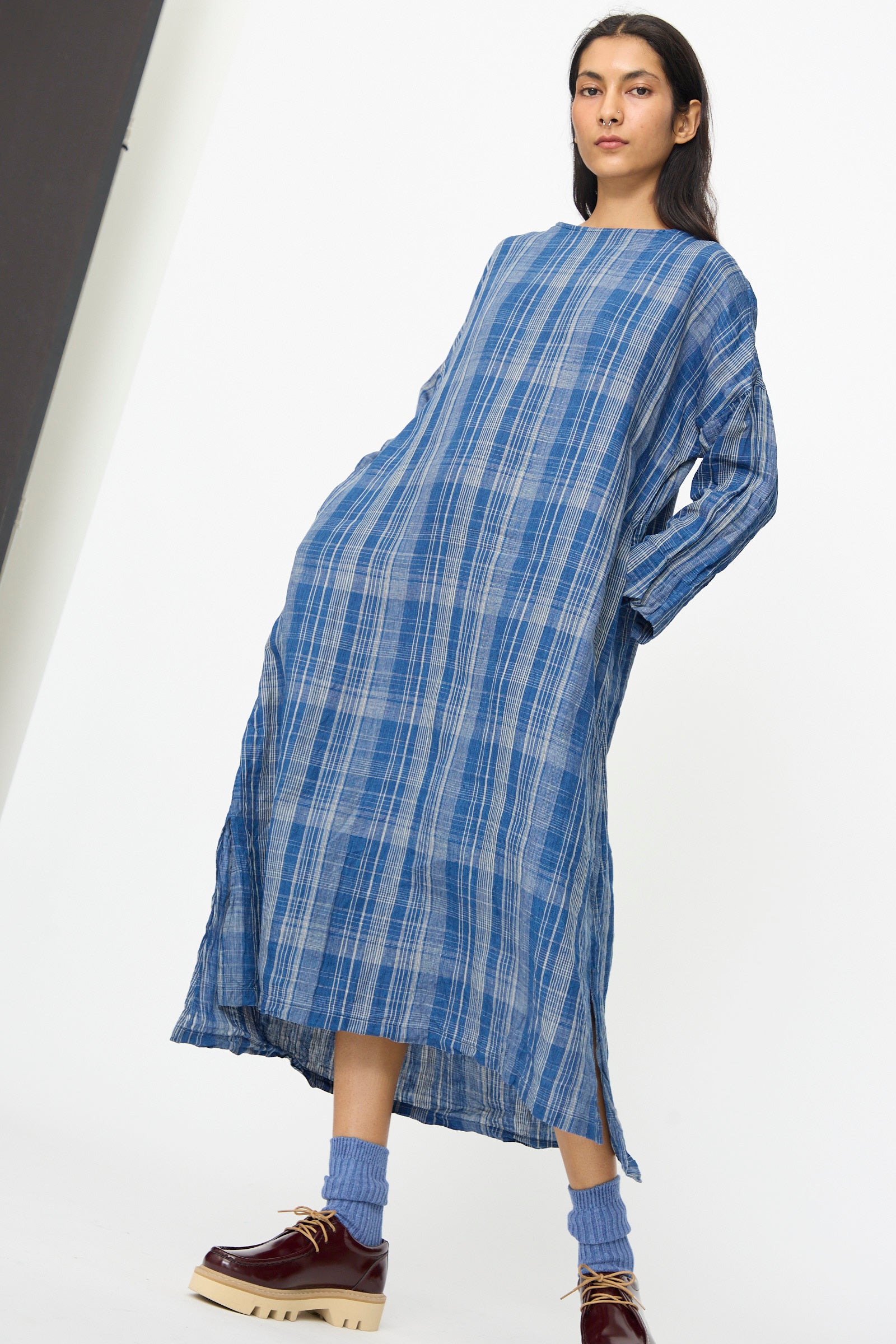 ichi antiquites linen dress Ichi Antiquities Indigo Linen Dress  Cedar & Hyde Mercantile