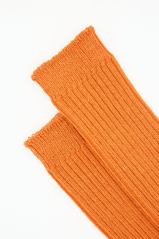 Linen Rib Sock in Orange by Ichi Antiquités on a white background.