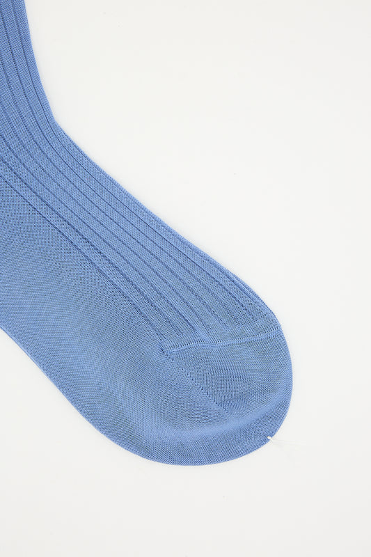 Single Maria La Rosa Rib Sock in Light Blue isolated on a white background.