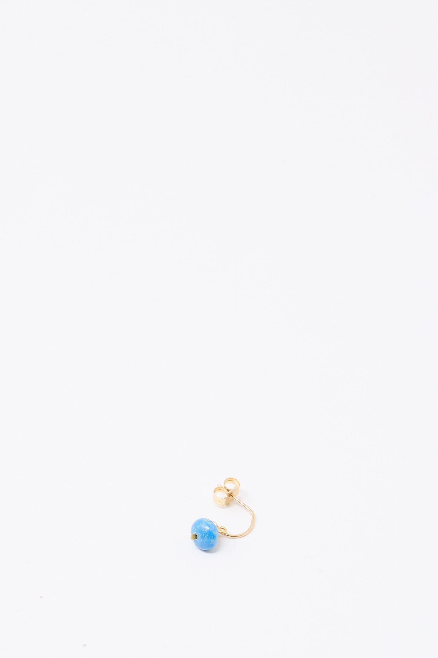 The Mary MacGill 14K Crescent Charm Single Earring in Ceruleite is displayed on a white background.