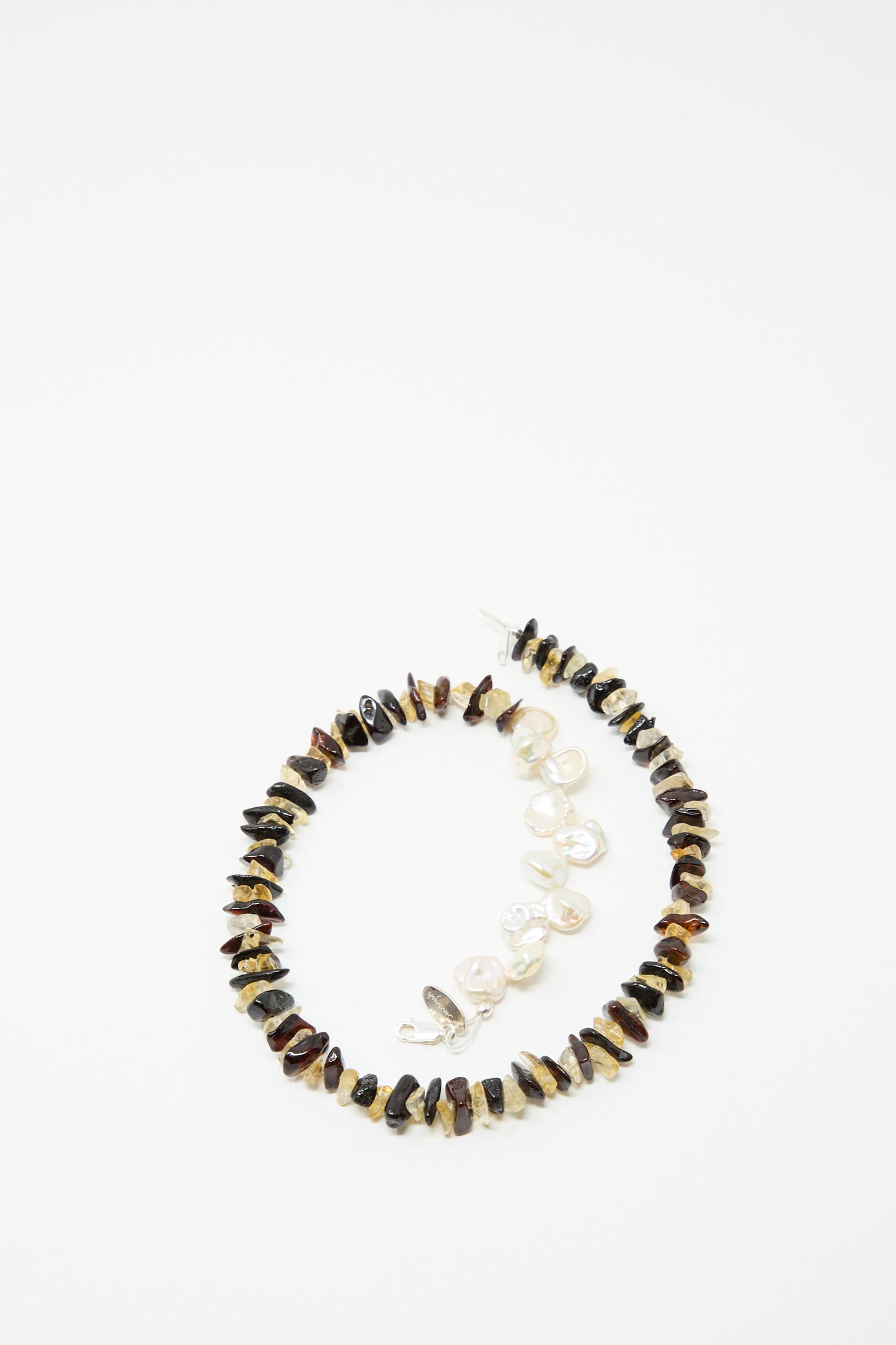 The Santangelo La Duke Necklace in Citrine and Amber Stripe is displayed in a loose oval shape against a plain white background.