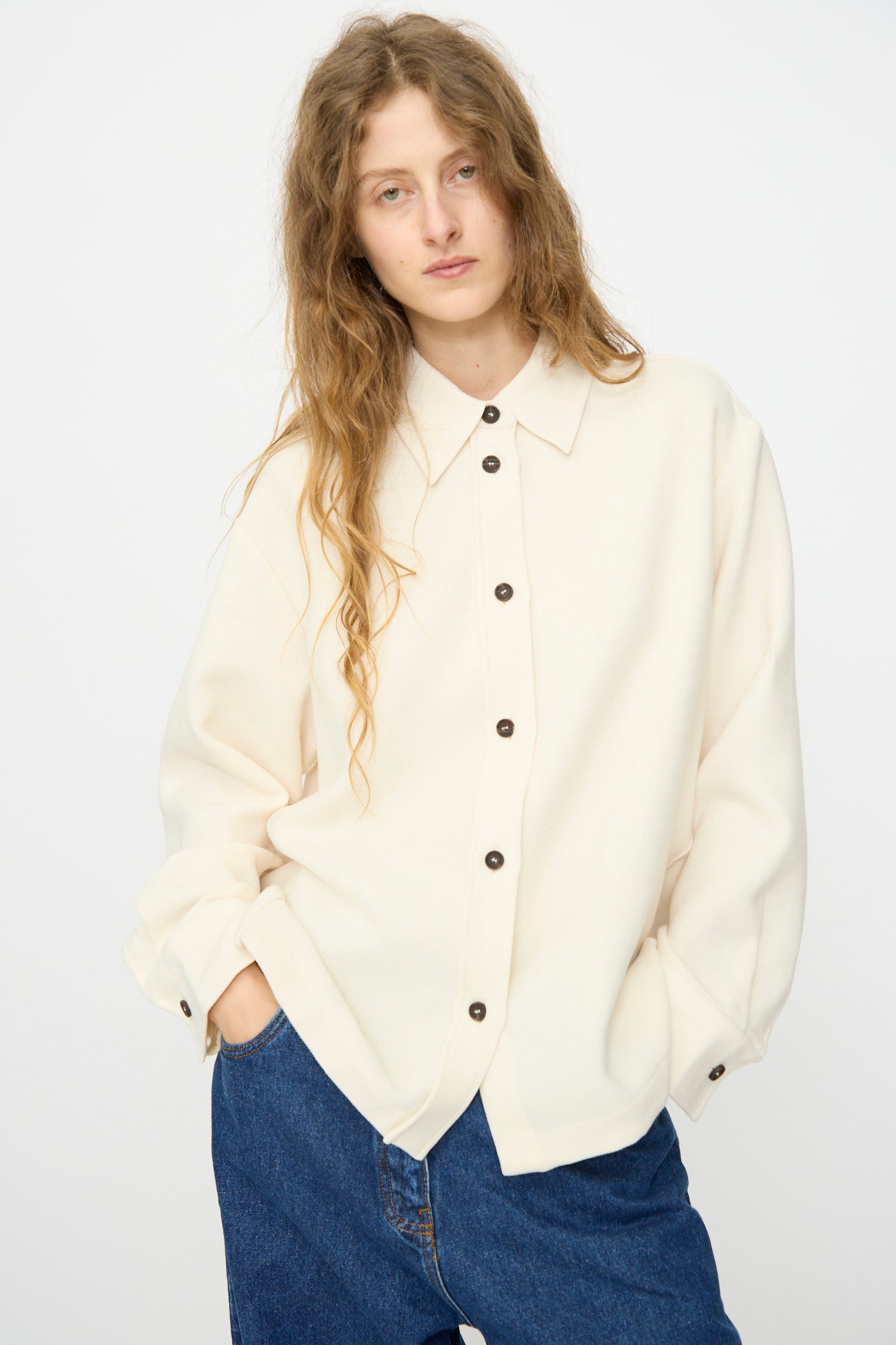 Studio Nicholson - Double Wool Sablé Santini Overshirt in Chalk