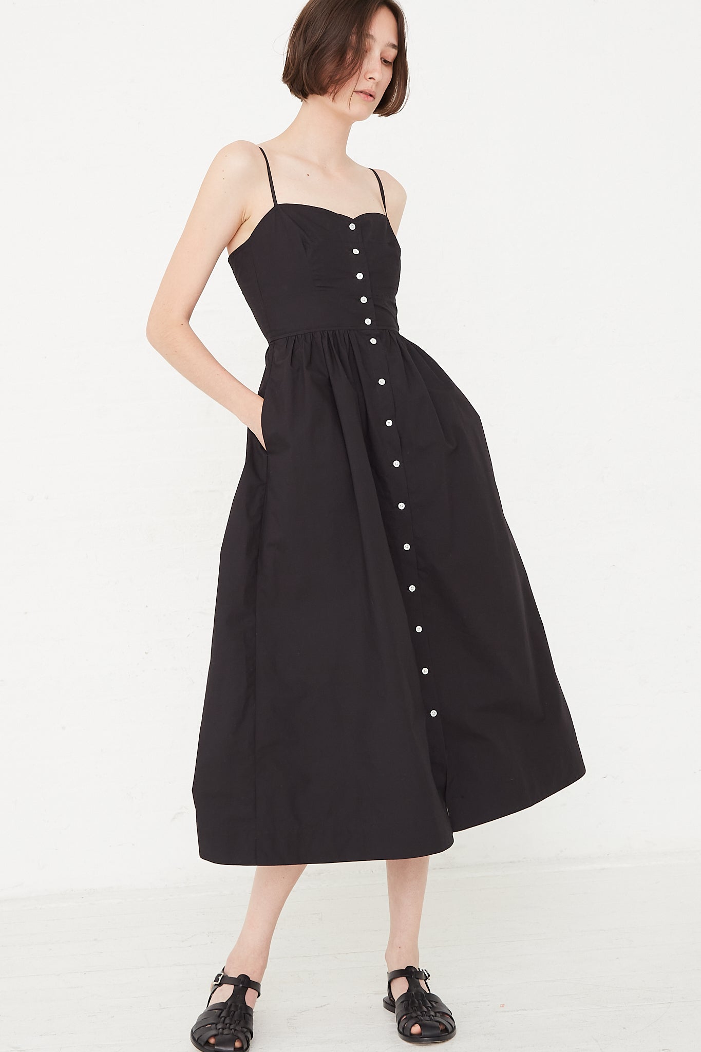 Caron Callahan - Lydia Dress in Black Poplin side view