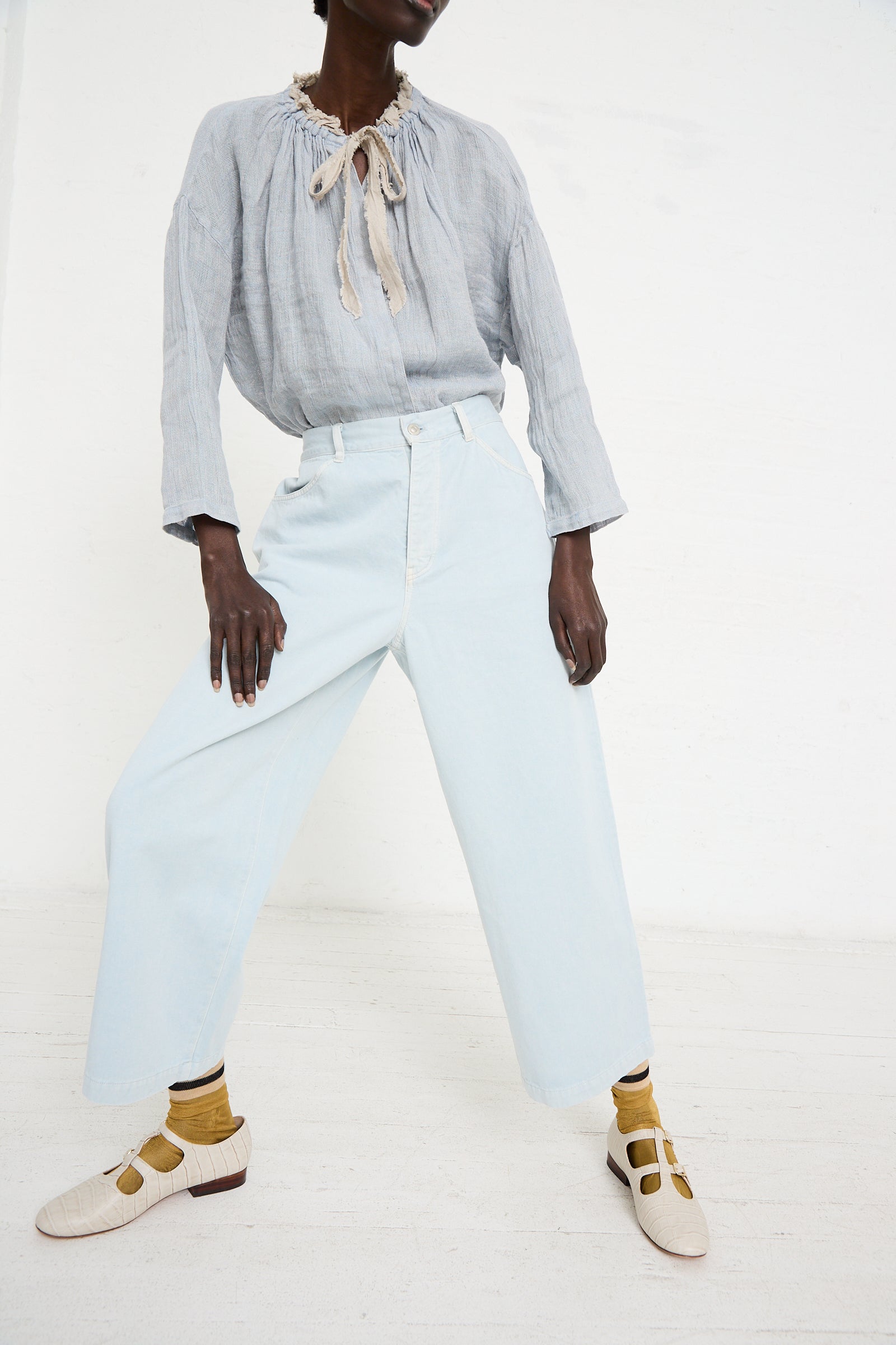 UpcycleLino Chino Wash-Colored Pant in Light Blue