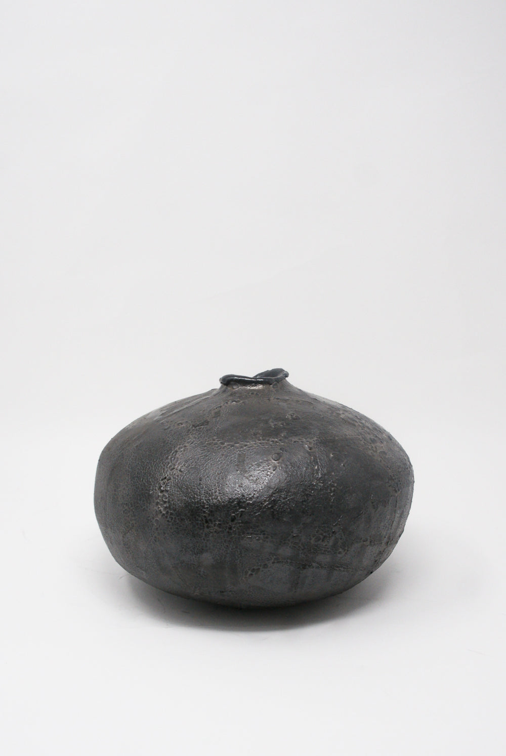MONDAYS - New Moon Vase in Black Glaze on Stoneware side view