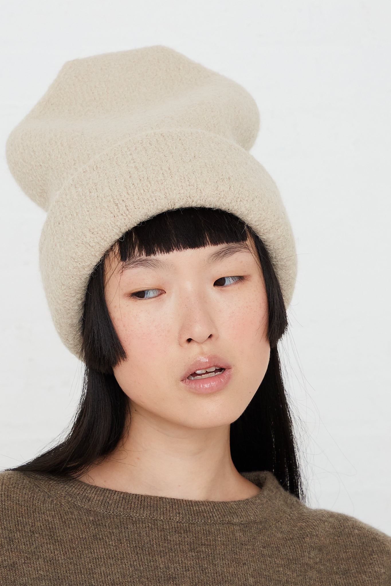 Alpaca Knit Carpenter Hat in Antique by Lauren Manoogian | Oroboro