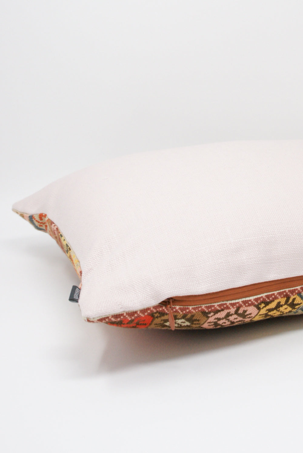 Kissweh Wafa'a Hand Embroidered Pillow in Autumn B back detail