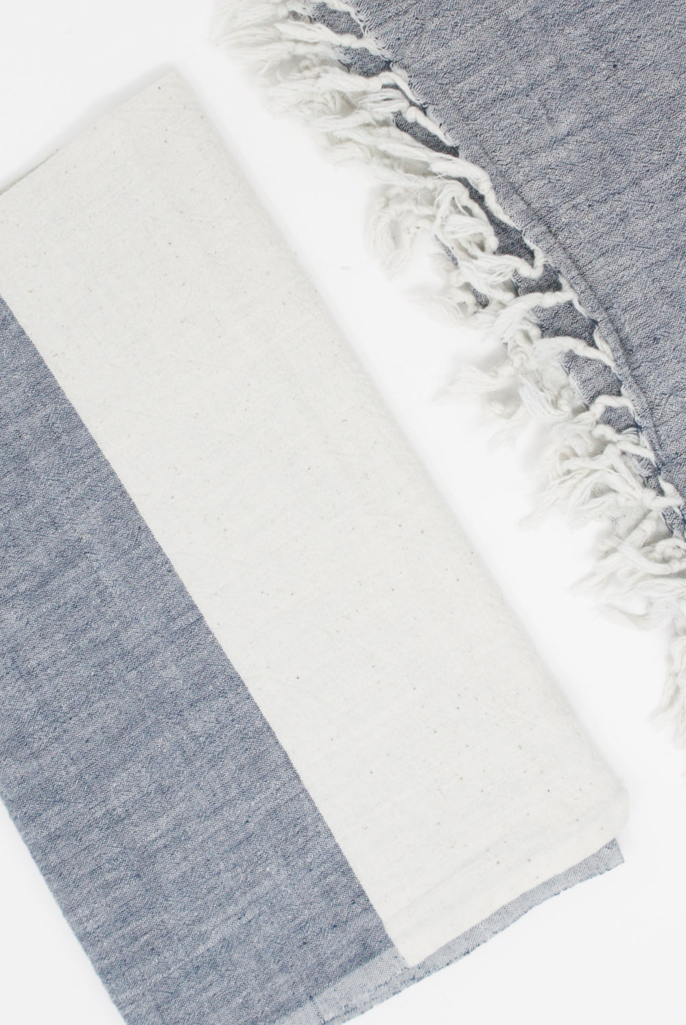 Aunti Oti Natural Dye Towel with Fringe in Indigo