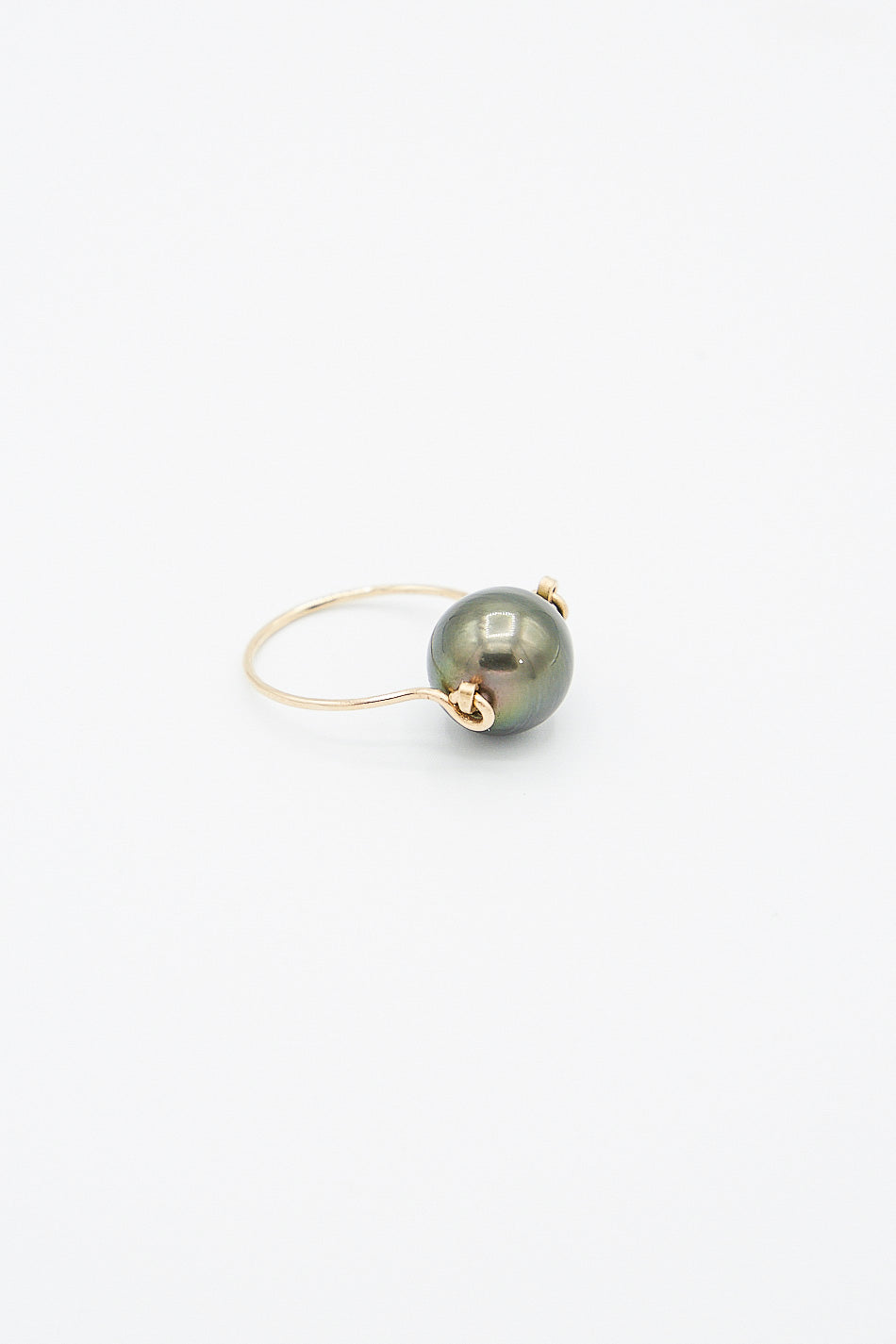 A 14K Ring in Tahitian Pearl Charcoal by Mary MacGill on a white background.