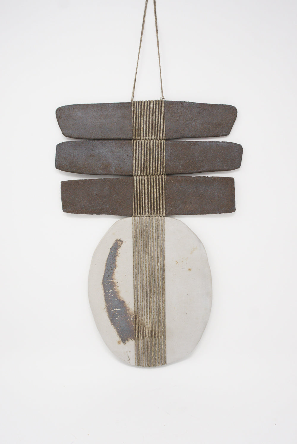 Amy Dov - Ceramic and Linen 4-Piece Wall Hanging with Large Circle - 15” x  10 1/4” | Oroboro Store | New York, NY