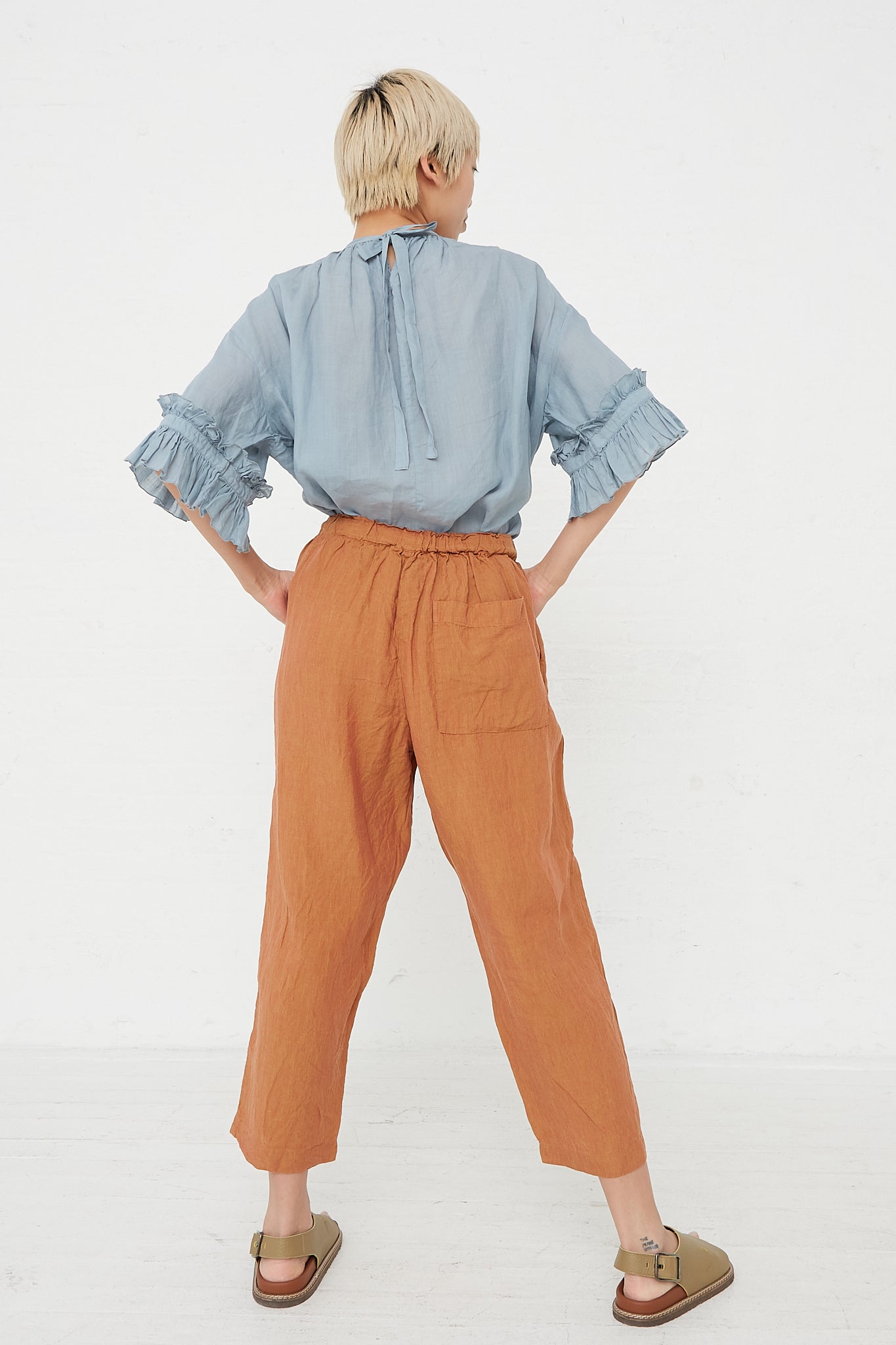 nest Robe - Hemp Yarn Dyed Easy Fit Pant in Brick back view