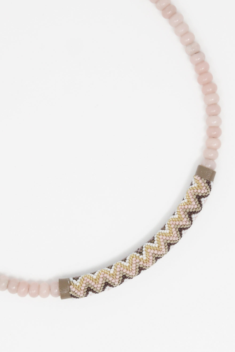 Robin Mollicone - Beaded Bar Necklace in Pink Opal detail view