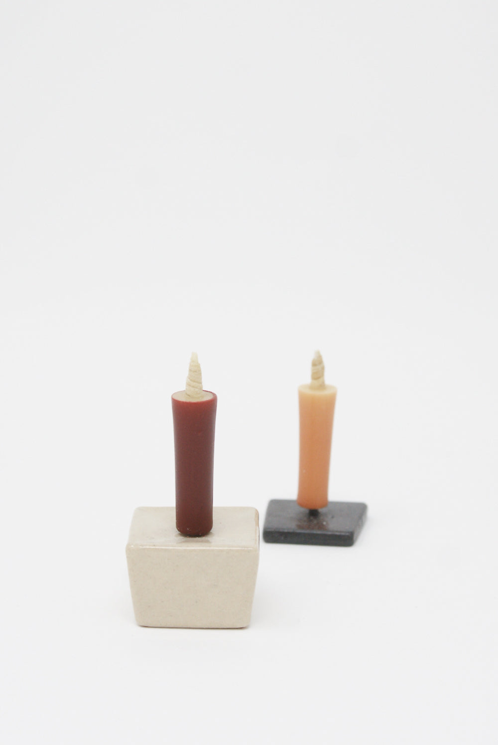 Daiyo - Iron Candle Stand shown with Cubic Ceramic Candle stand and candles
