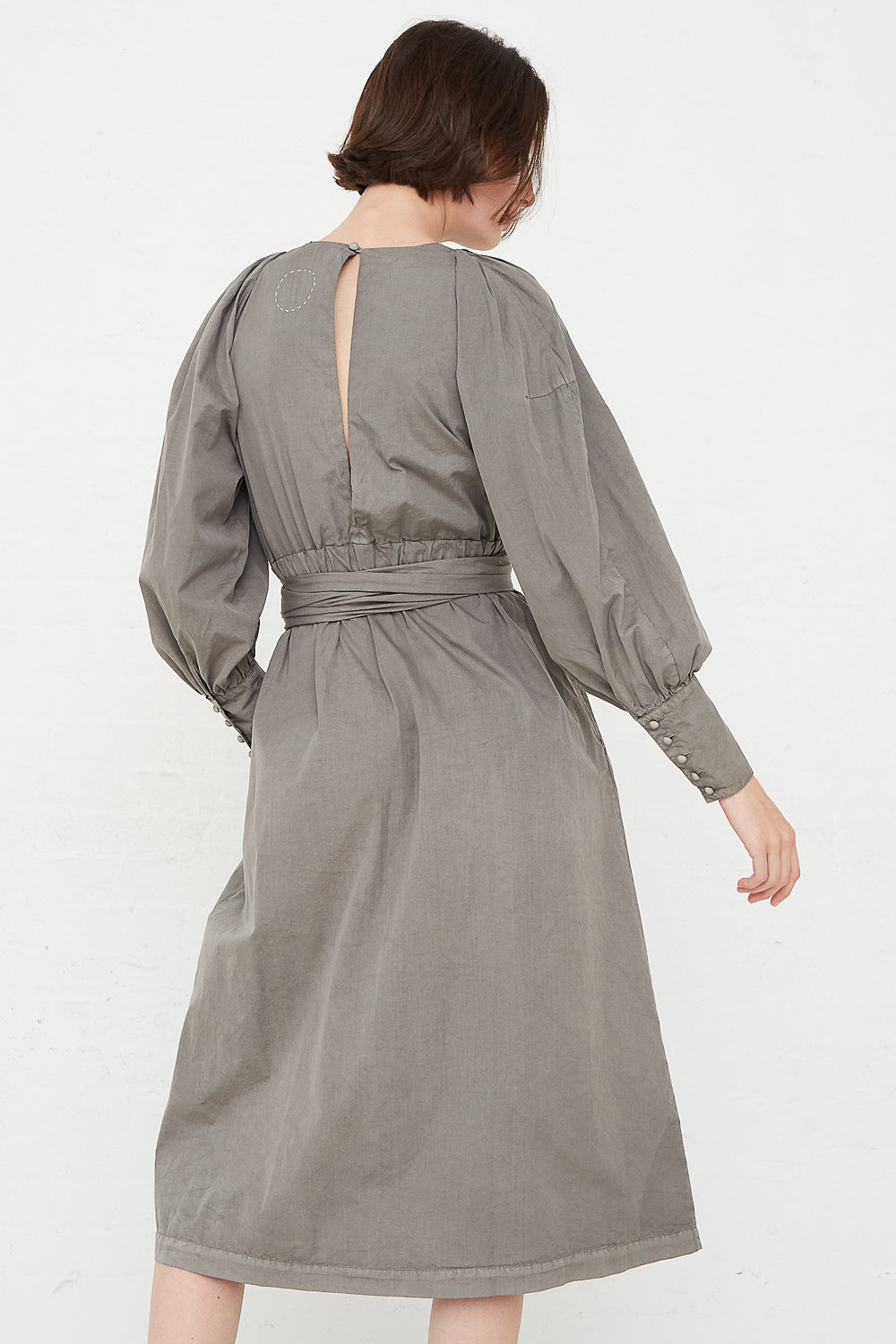 Suvin Cotton Broadcloth Wrapped Dress in Sumi