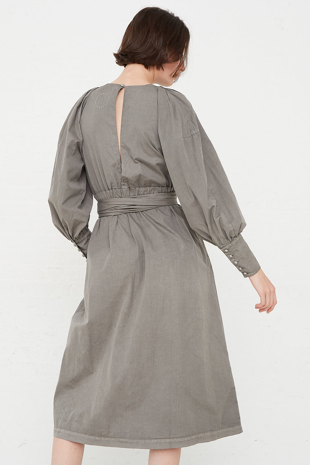 Cosmic Wonder - Suvin Cotton Broadcloth Wrapped Dress in Sumi back view