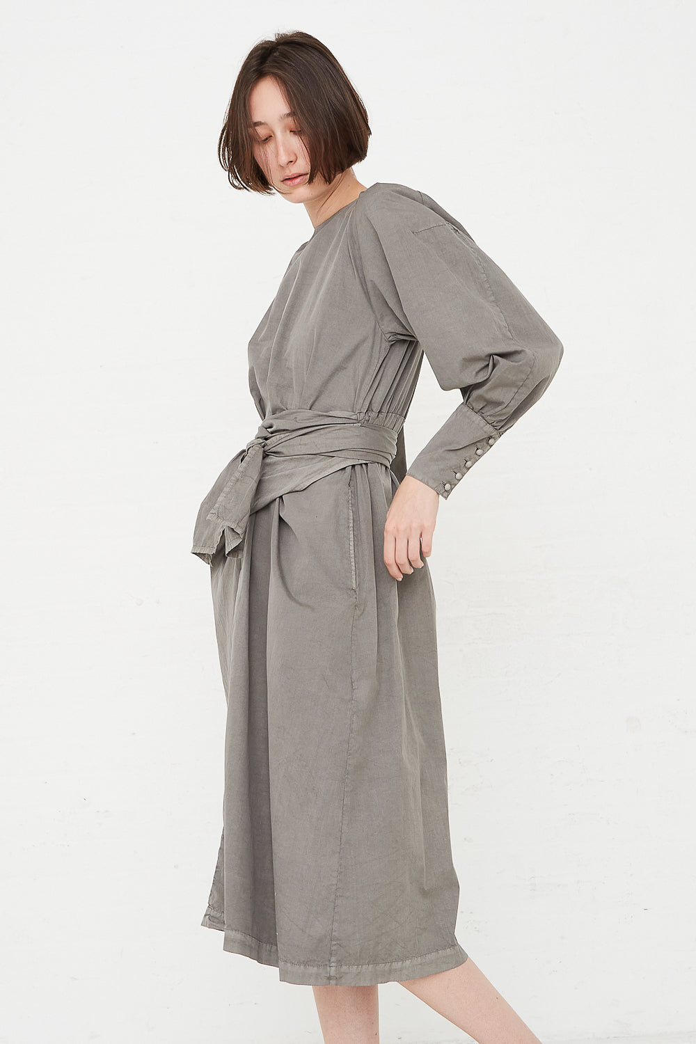 Suvin Cotton Broadcloth Wrapped Dress in Sumi