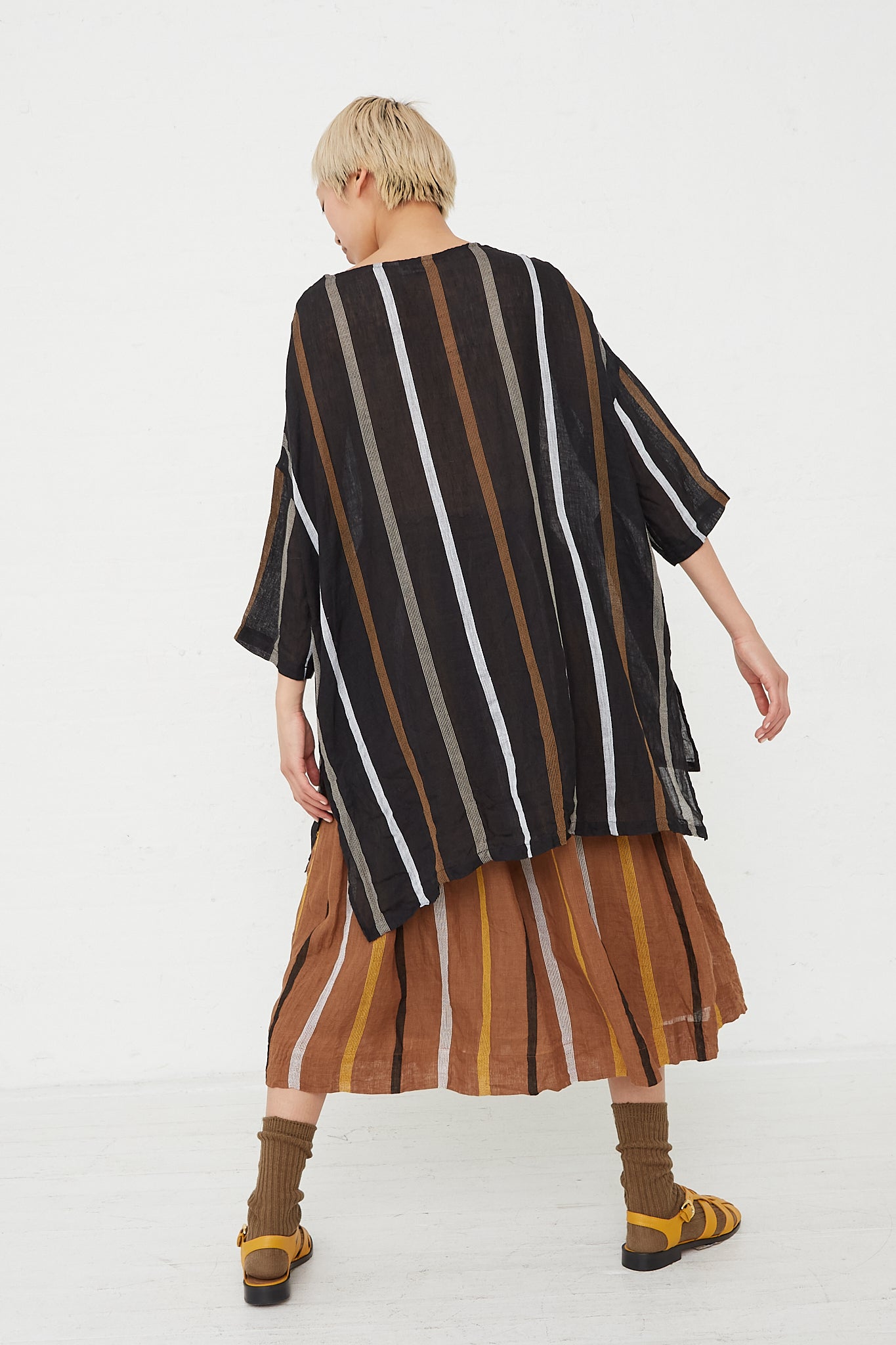 Ichi Antiquites - Linen Dobby Stripe Pullover back