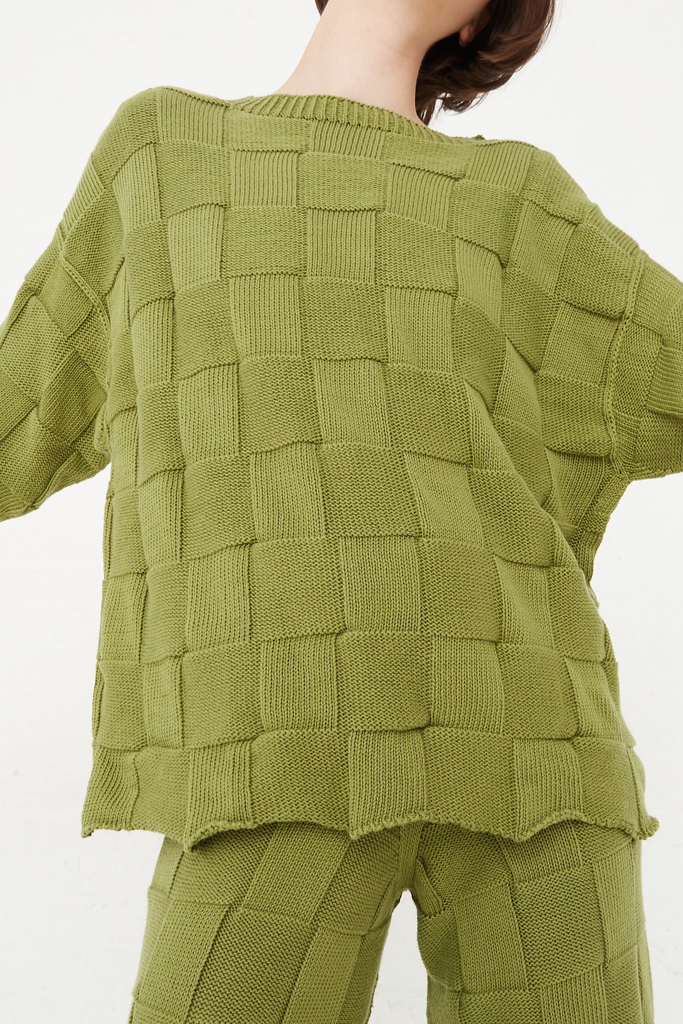 Baserange - Konak Sweater in Zek Green front detail