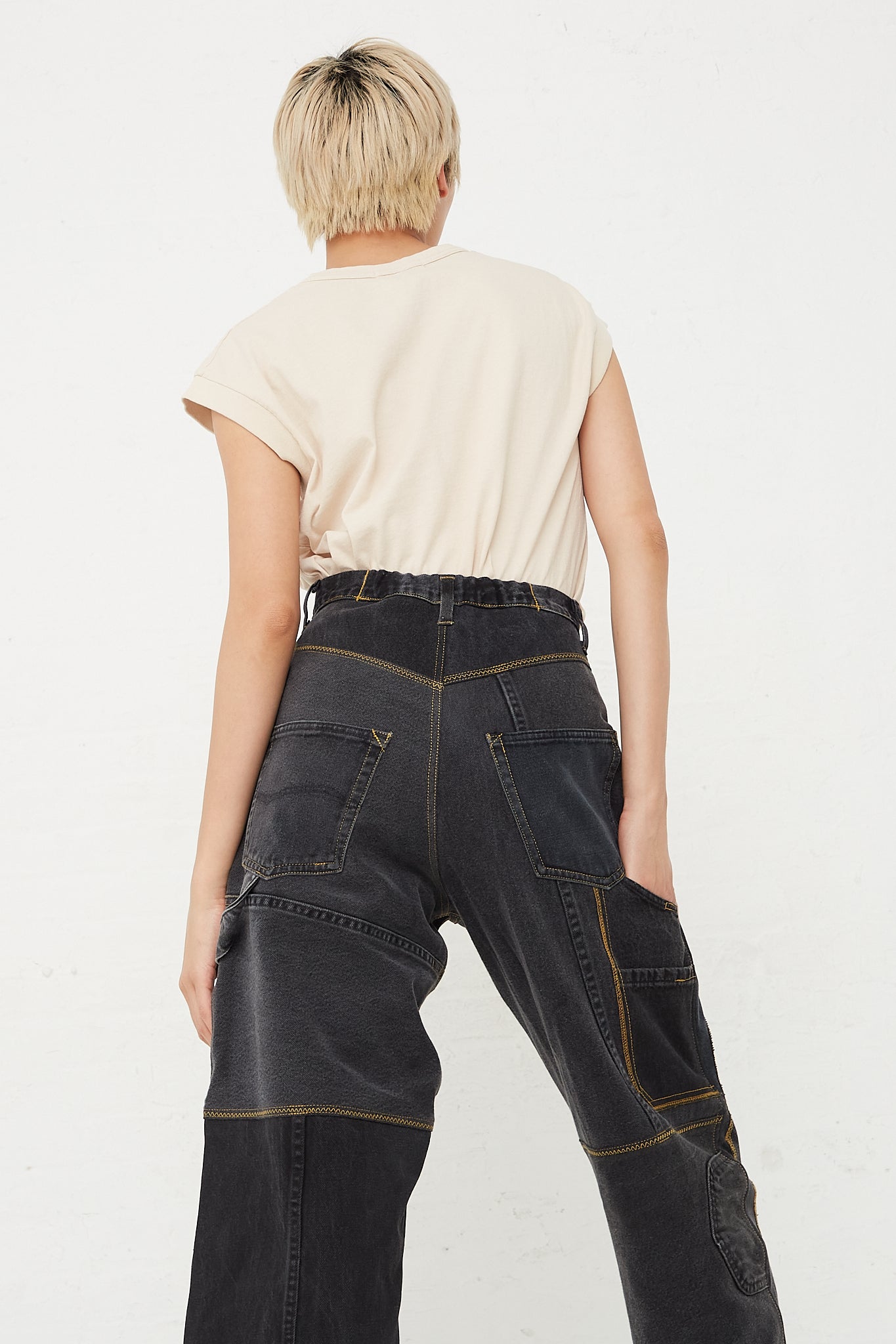  WildRootz - Reworked Jeans in Black Variation B - M back pocket detail