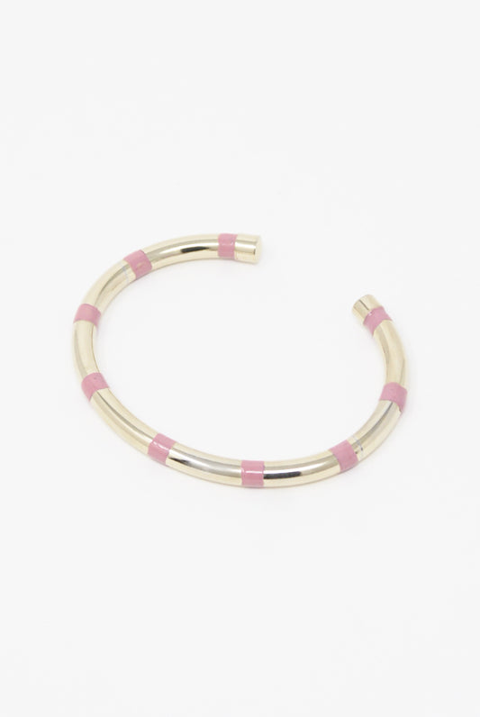 Abby Carnevale - 14K Gold Plated Brass Striped Cuff in Pink