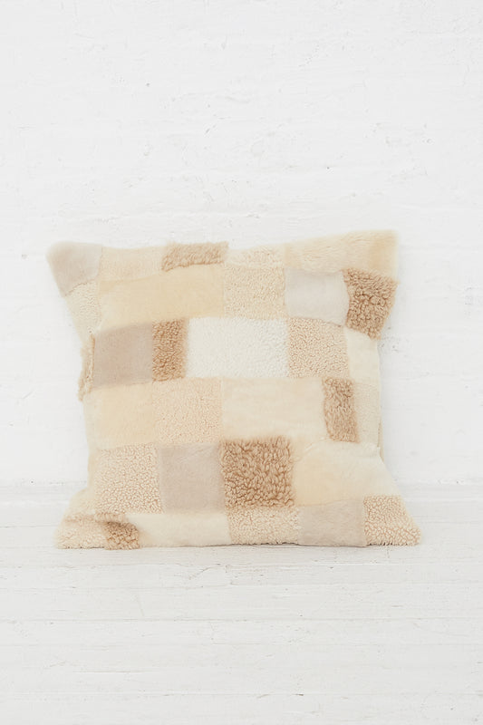 Milena Silvano - Sheepskin Large Patchwork Pillow Squares OOAK in Multi D