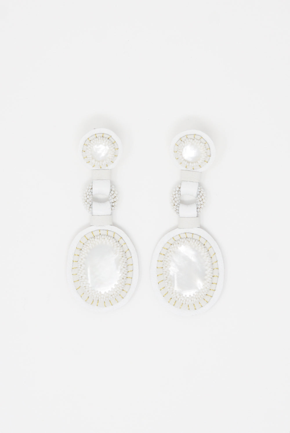 Robin Mollicone - Double Stone Earrings in Mother of Pearl