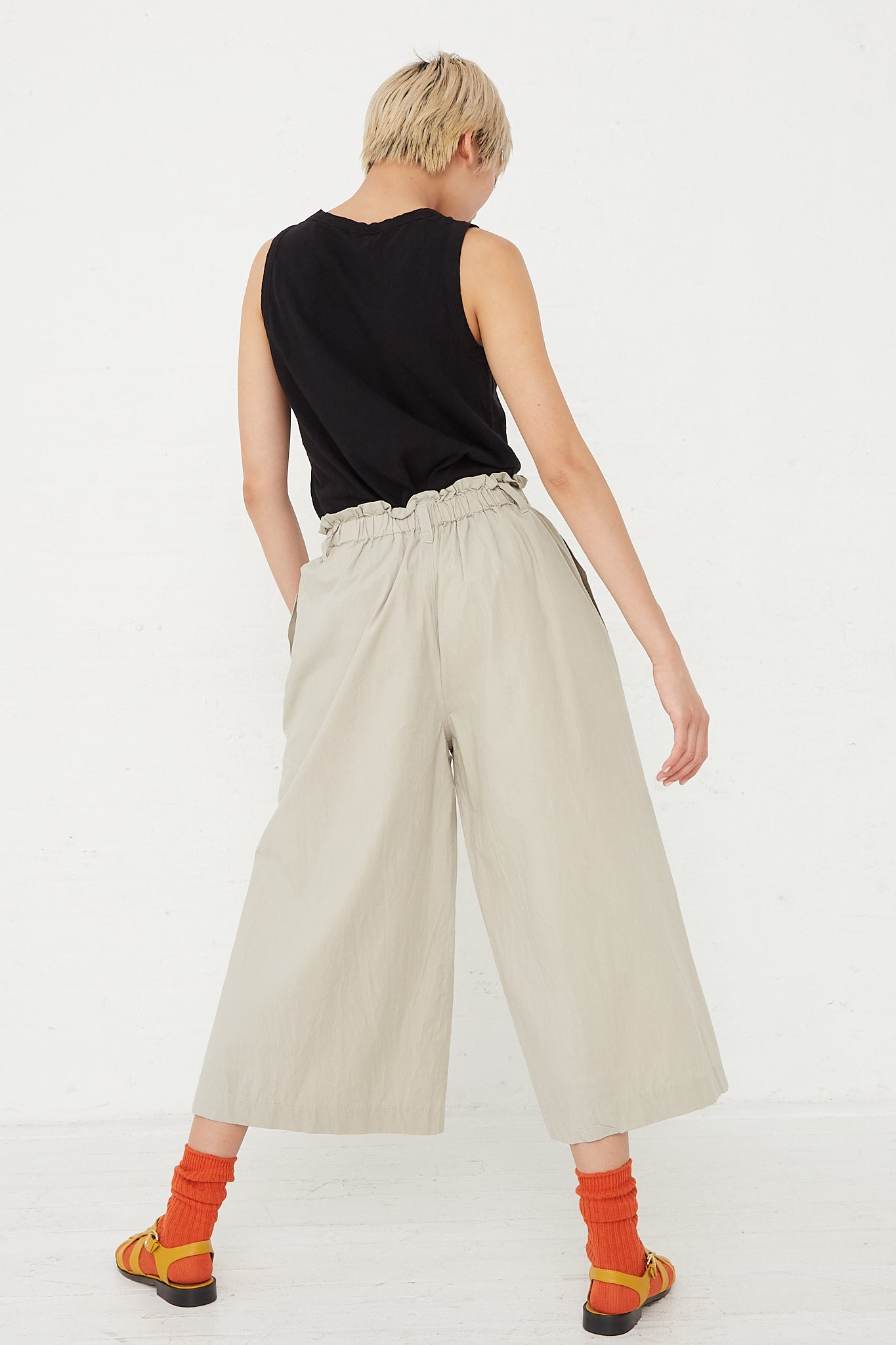 Ichi Antiquites - Azumadaki Cotton Pant in Greige back view