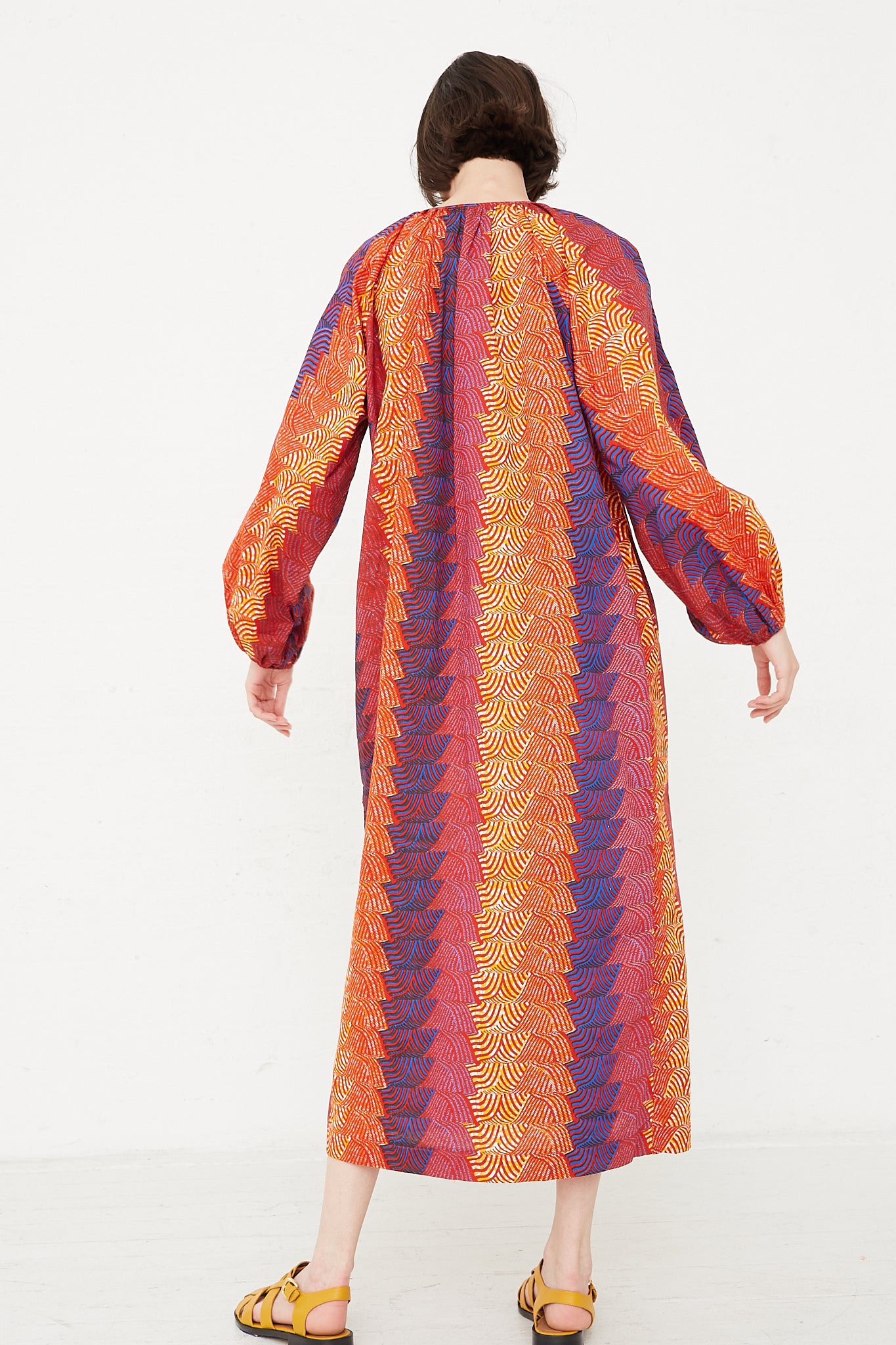 Odile Jacobs - Audrey Dress in Multi Orange/Yellow/Blue | Oroboro