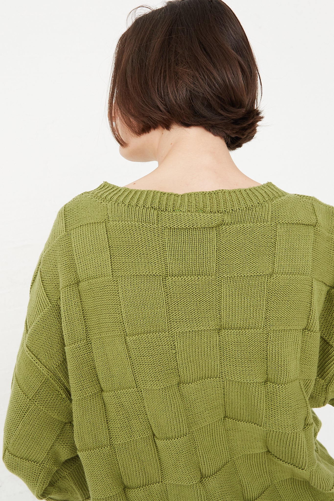 Baserange - Konak Sweater in Zek Green back detail