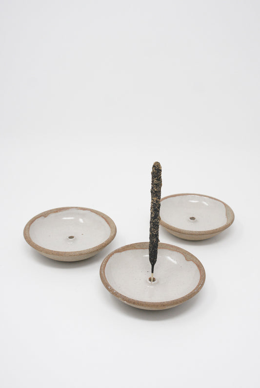 Incausa - Stoneware Incense Holder in Shino group view with incense