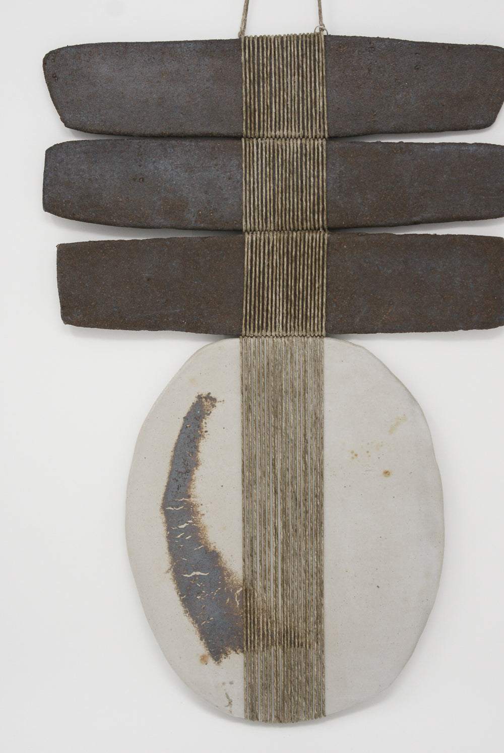Amy Dov - Ceramic and Linen 4-Piece Wall Hanging with Large Circle - 15” x 10 1/4” detail view