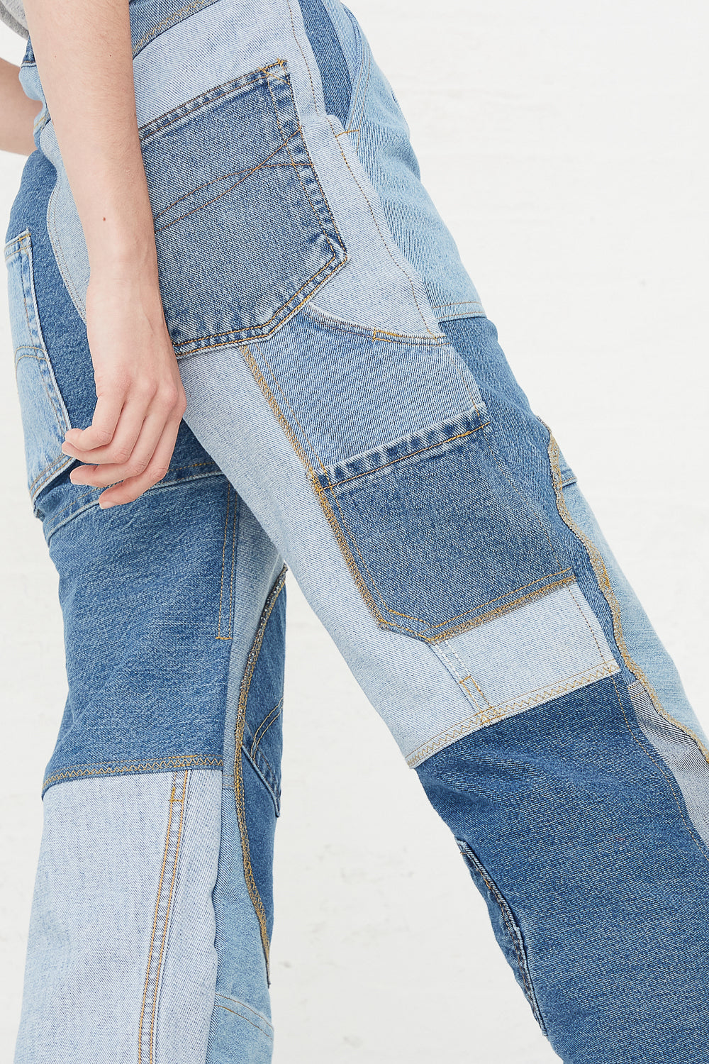 WildRootz - Reworked Jeans in Blue Variation A - S back side leg pocket detail