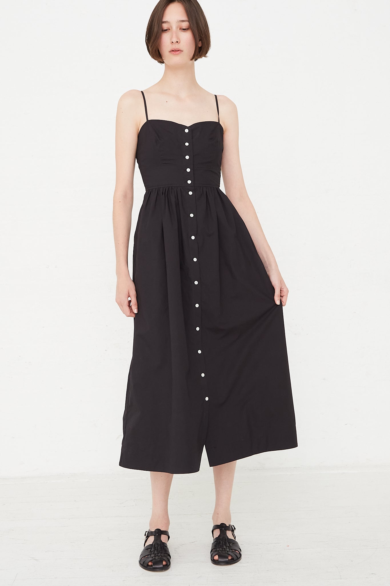 Caron Callahan - Lydia Dress in Black Poplin front view