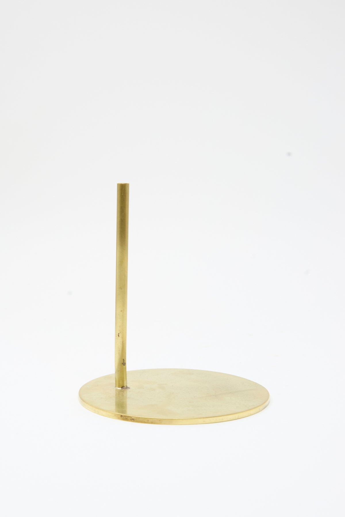 Brass Base - Large display stand with a circular base and a single vertical rod, designed for Alison Layton Papaver sculptures.
