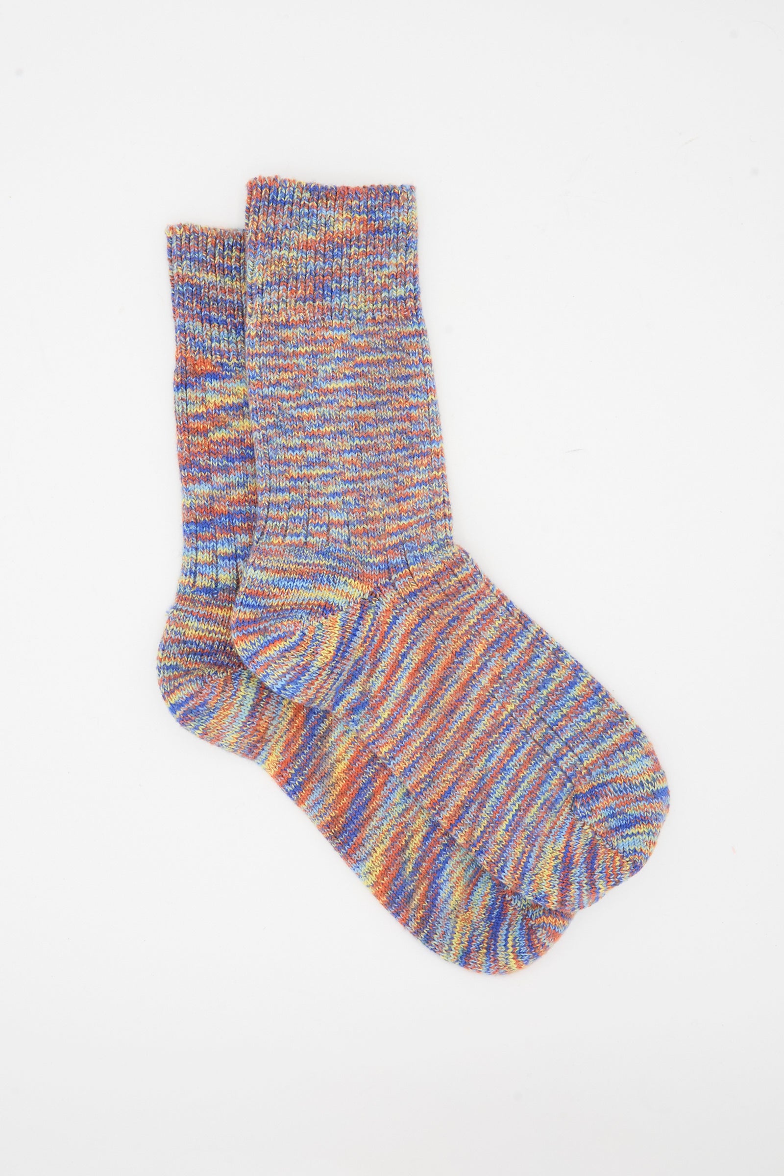 Baserange Twist Overankle Socks in Multicolored, crafted from cotton and made in France, are shown laid flat on a white background.