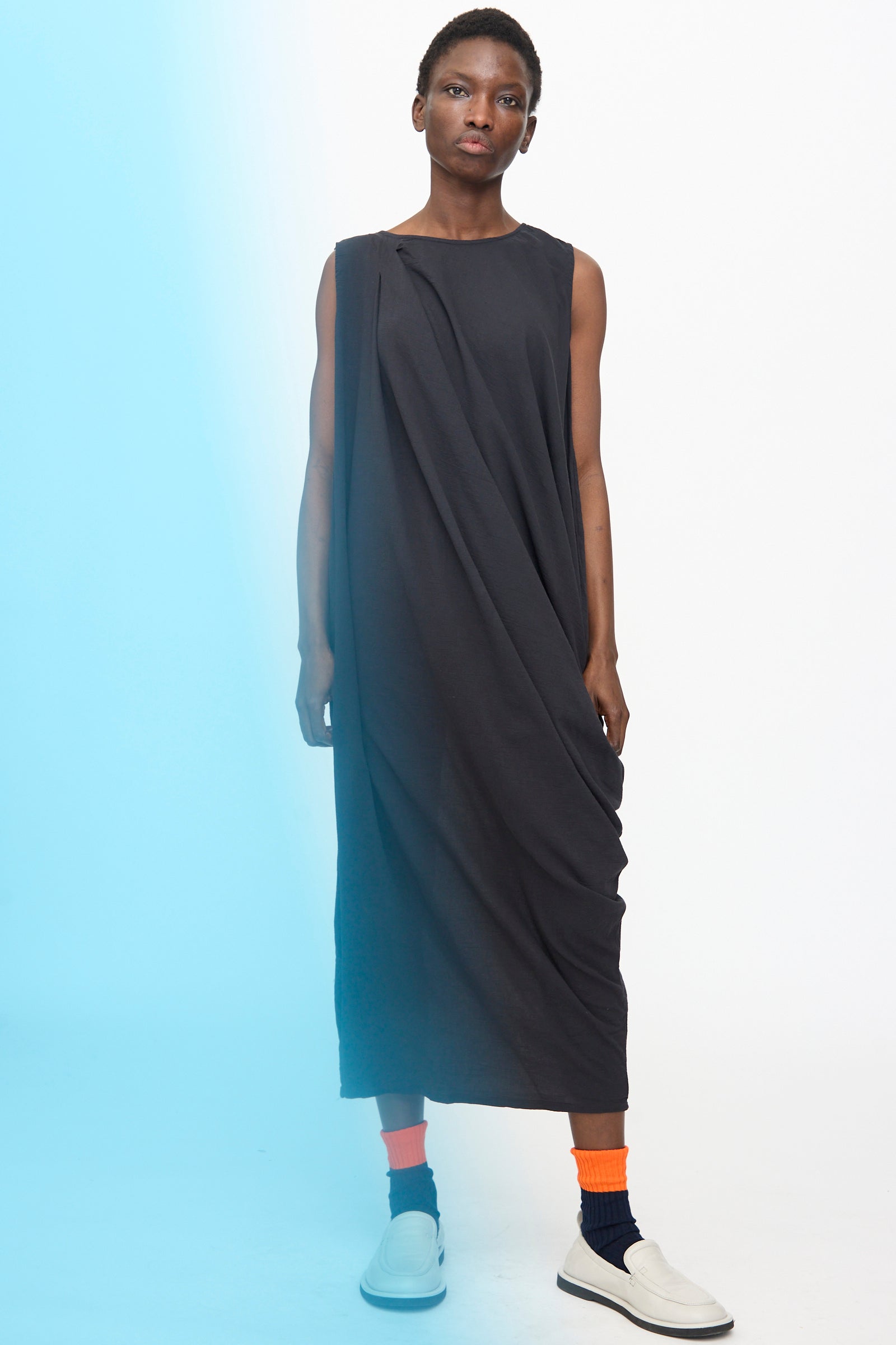 Greek Column Dress in Sumi Black