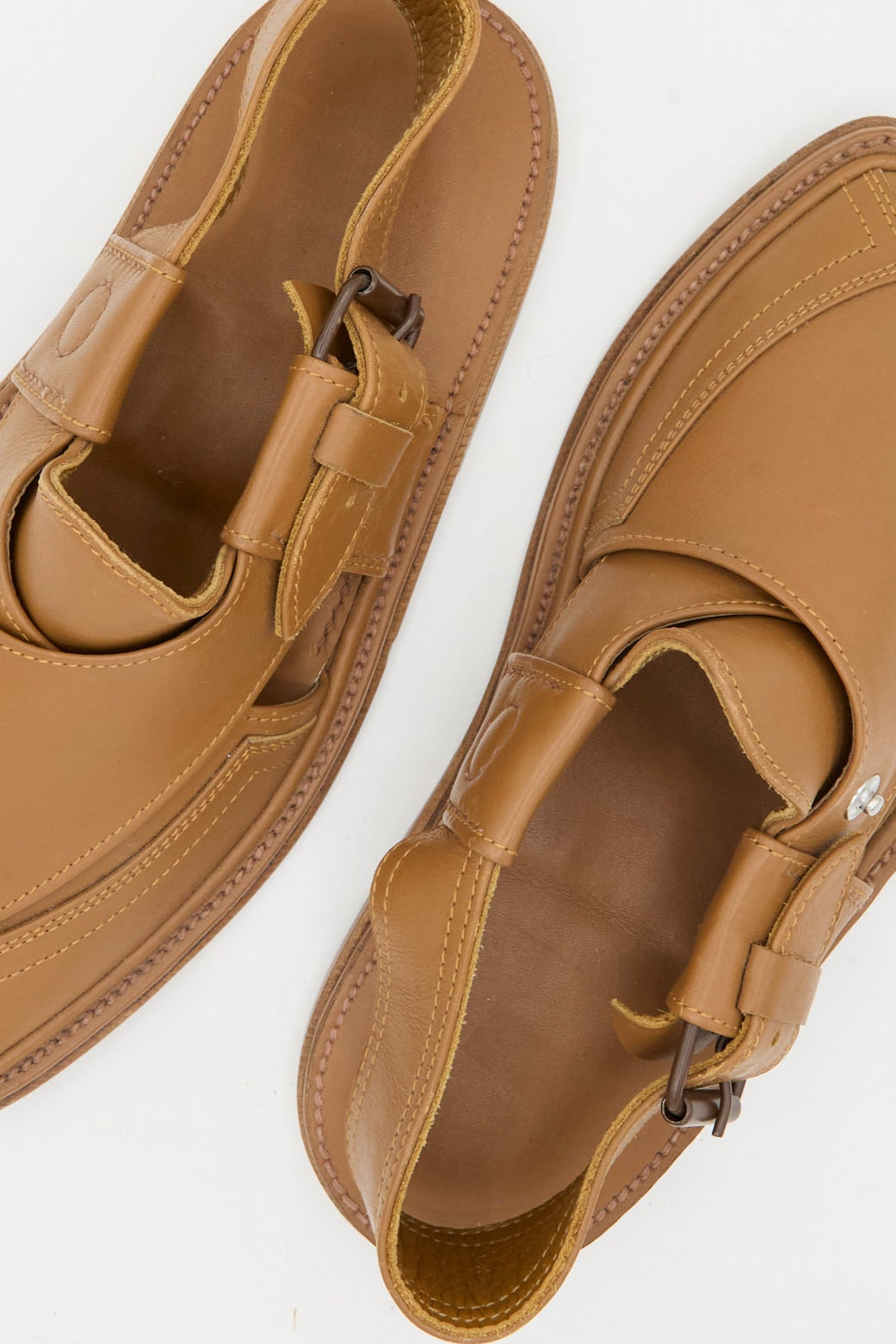 The Bless No. 08 Desertsandals in Light Brown feature leather construction, stitching details, buckle closures, and an open-toe crossover design, shown against a white background.