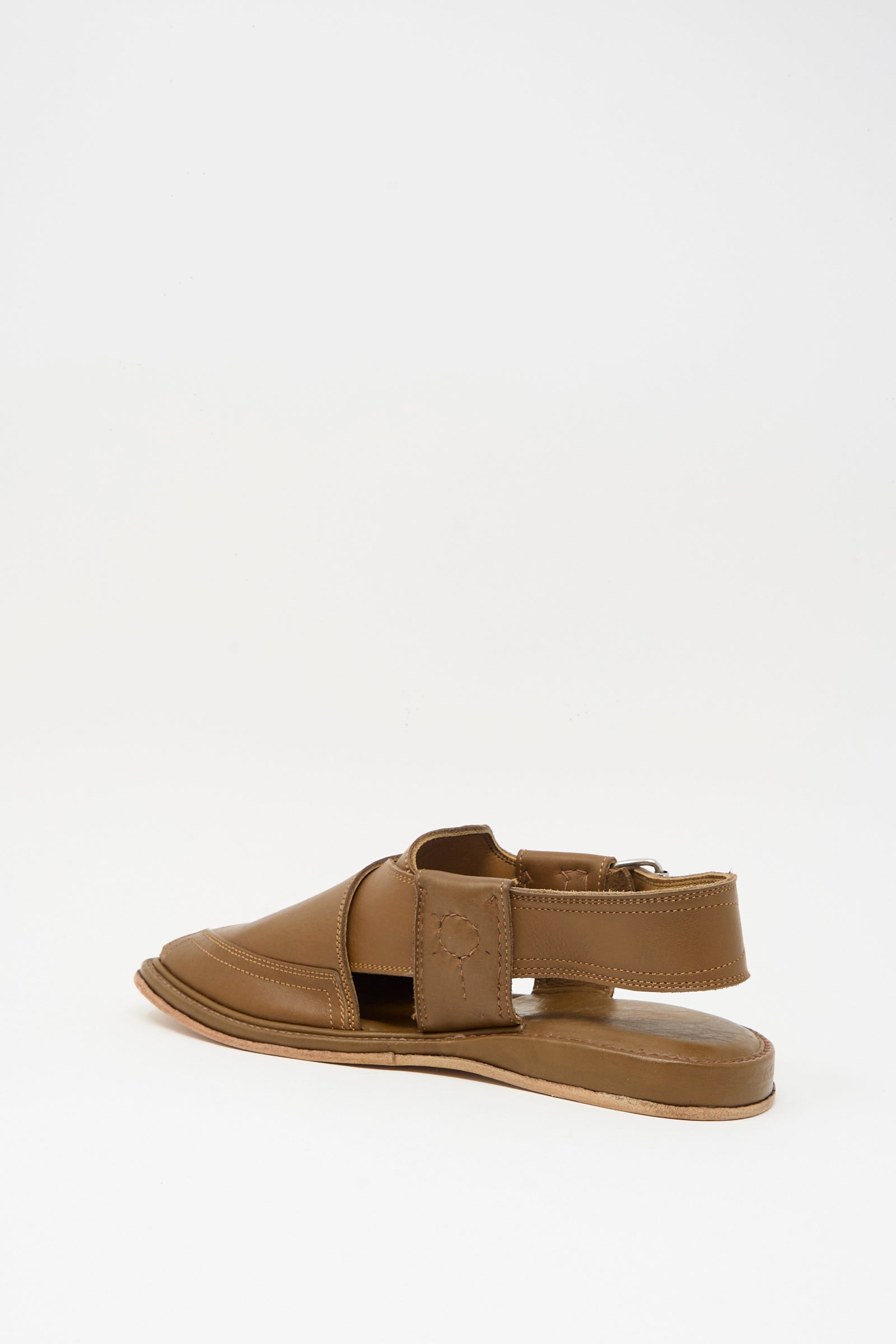 The Bless No. 08 Desertsandals in Dark Brown are French-made leather sandals with an open toe and heel, wide top strap, and supportive back strap, shown against a plain white background.