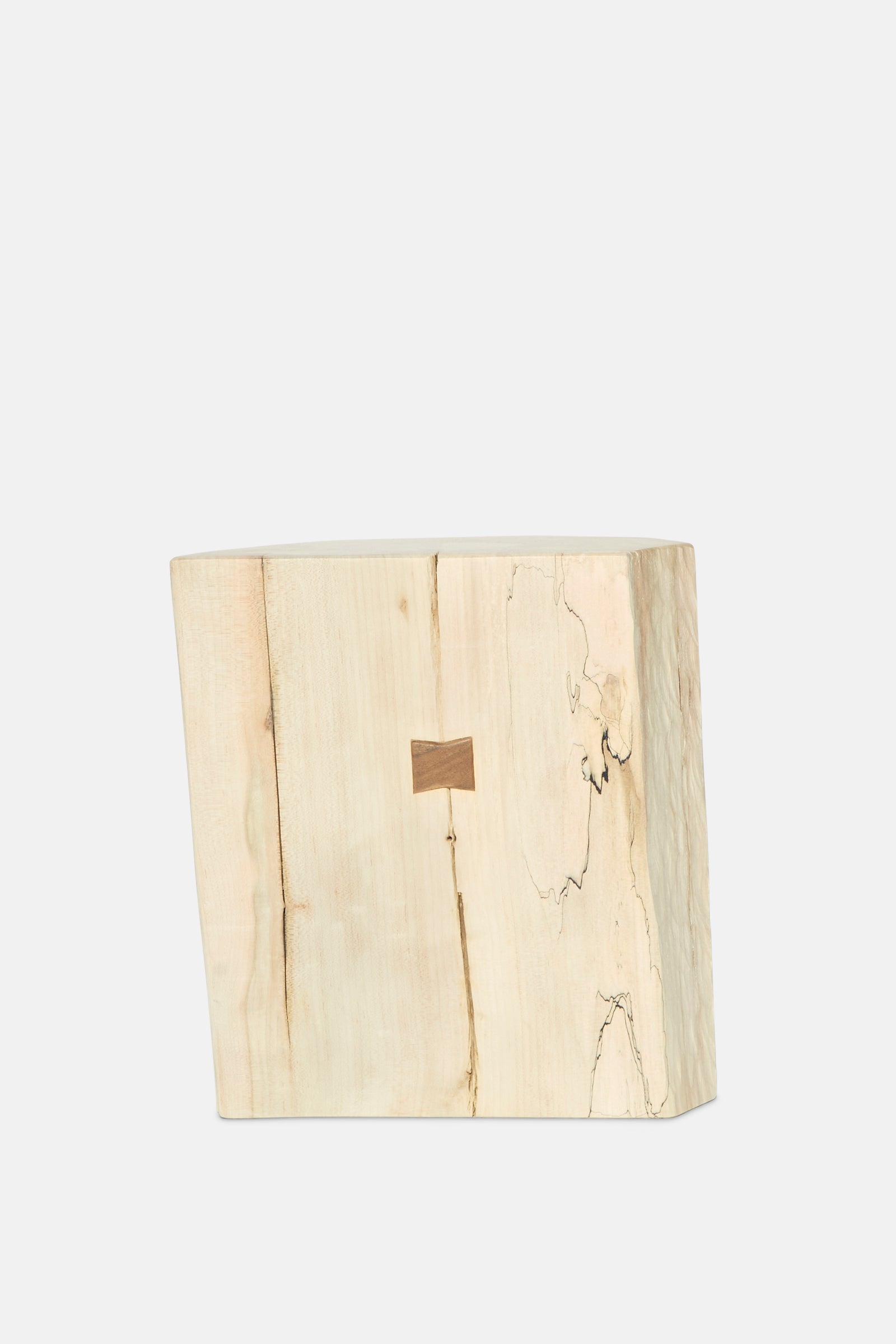 The Bleached Maple Skinny I by Cody Brgant is a handmade, rectangular side table featuring light maple with visible grain, a central dark wood inlay, and sculptural design—shown against a plain white background.