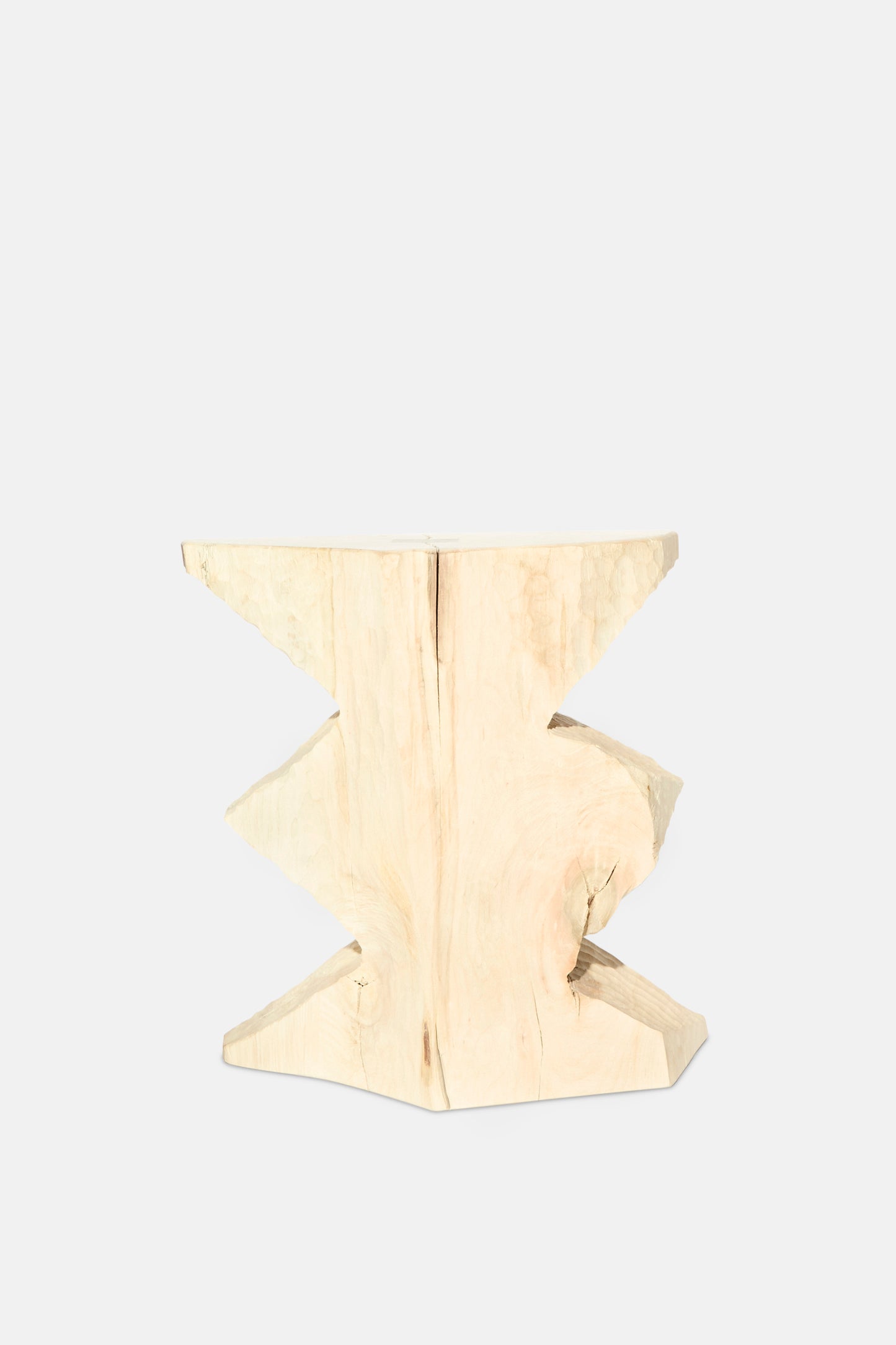 The Bleached Maple Skinny II by Cody Brgant is a sculptural side table, handmade in Brooklyn from pale maple with angular, geometric shapes and visible grain—an eye-catching piece shown against a plain white background.