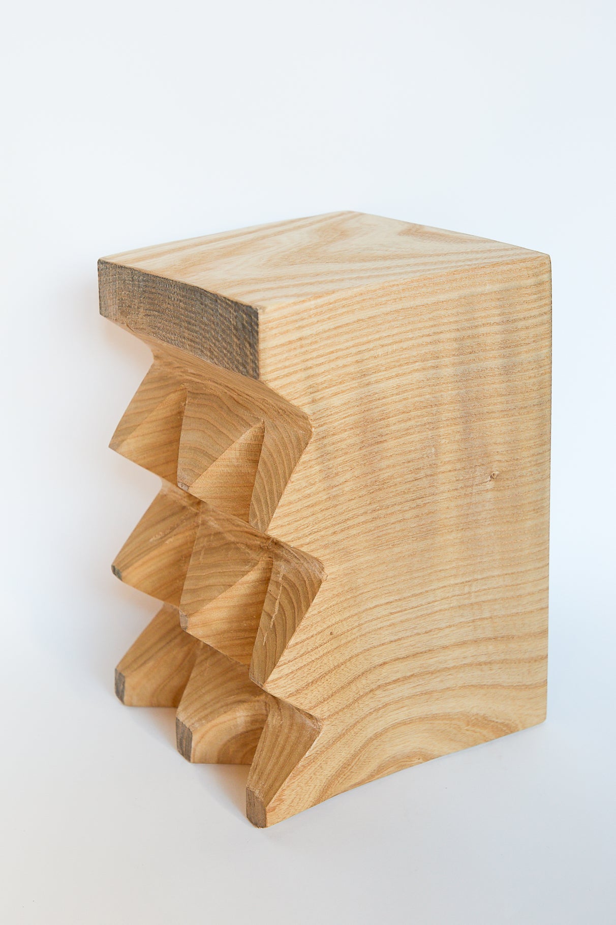 A Kingston Ash II side table, handcrafted with a slatted top by Cody Brgant.