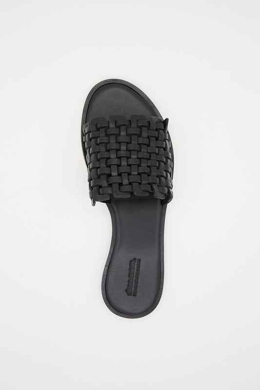 Zig Zag Sandal in Black by Dragon Diffusion on a white background.