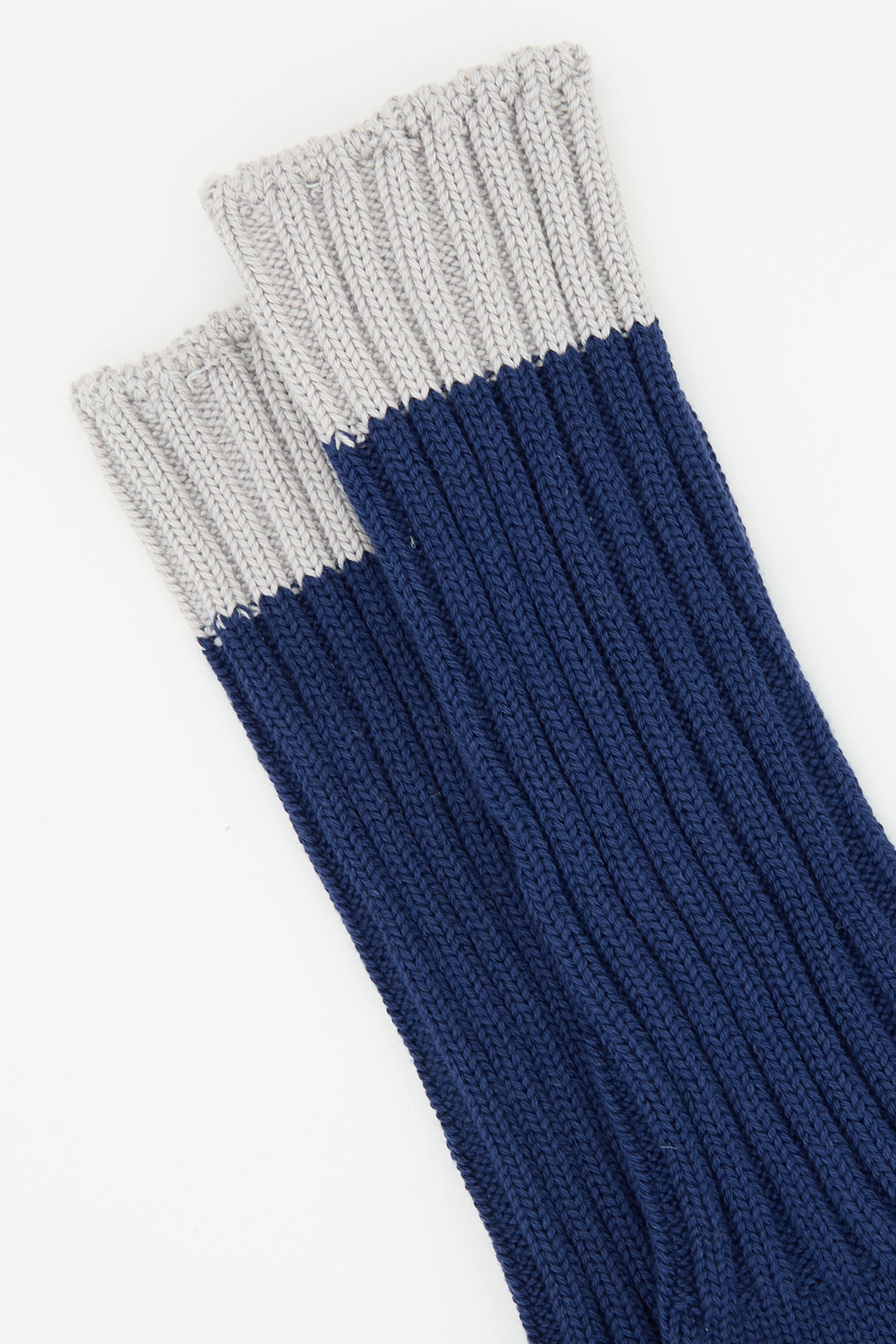 A pair of Cotton Rib Sock in Navy by Ichi Antiquités, made from soft organic cotton.