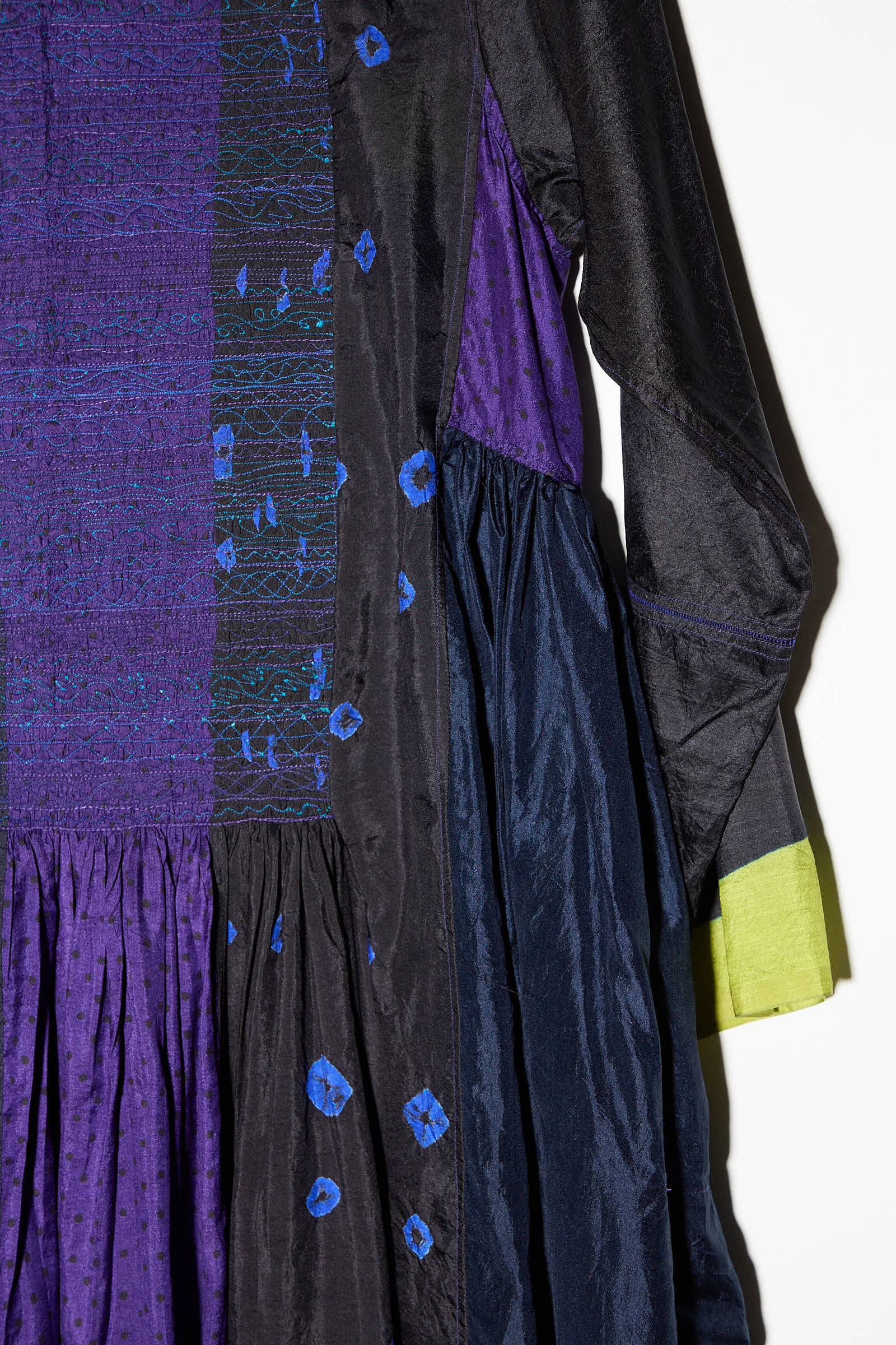 Silk Dress in Purple, Black and Blue