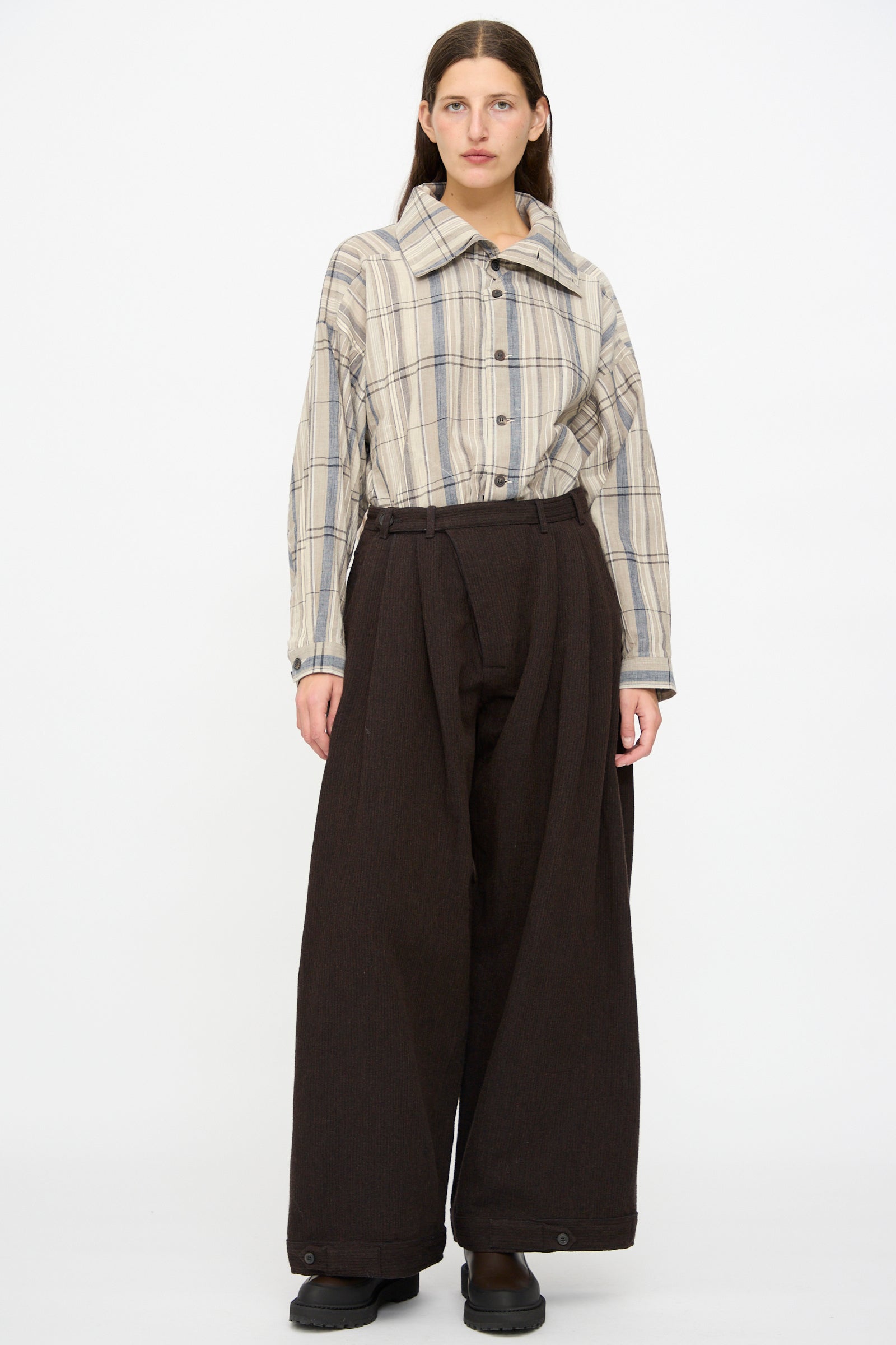 Jan-Jan Van Essche - Linen Wool Trousers in Indigo and Eggplant