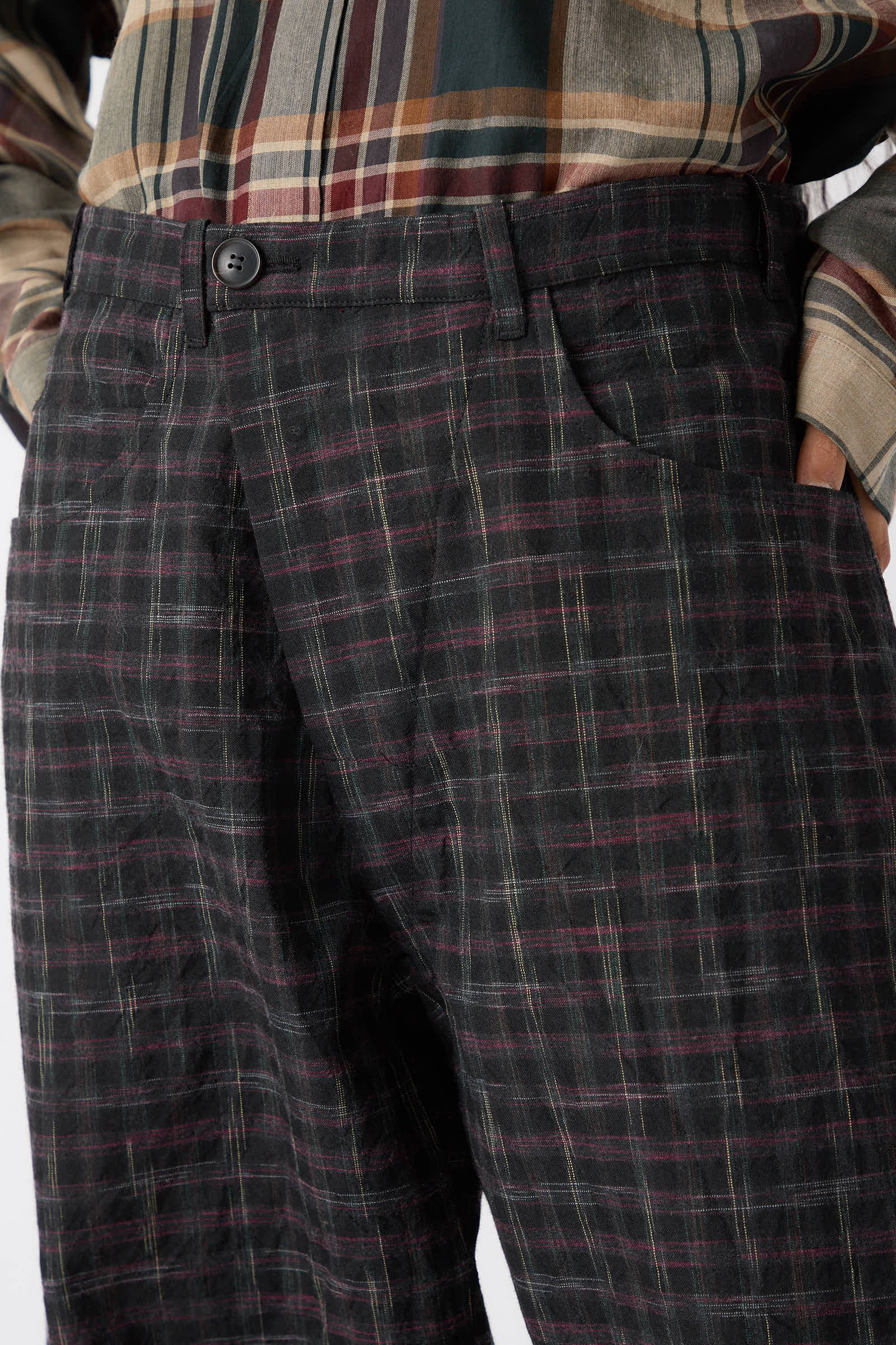 Tumbled Wool Check Trouser in Kasuri | Jan-Jan Van Essche