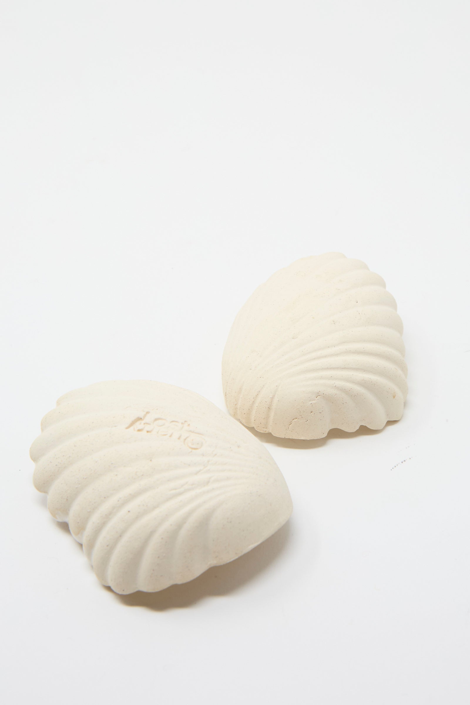 Two of Lost Quarry's Small Ceramic Shell Dish's are set against a plain background.